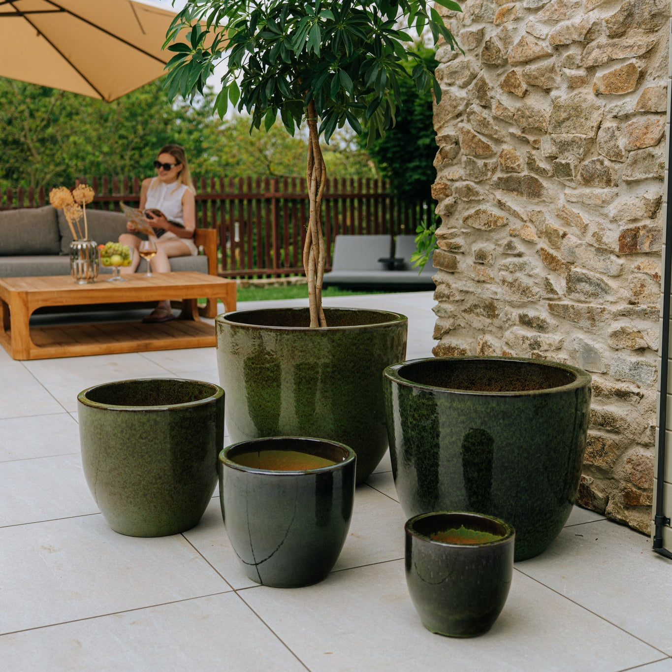 Keramický kvetináč LANCELOT - Tropická zelená