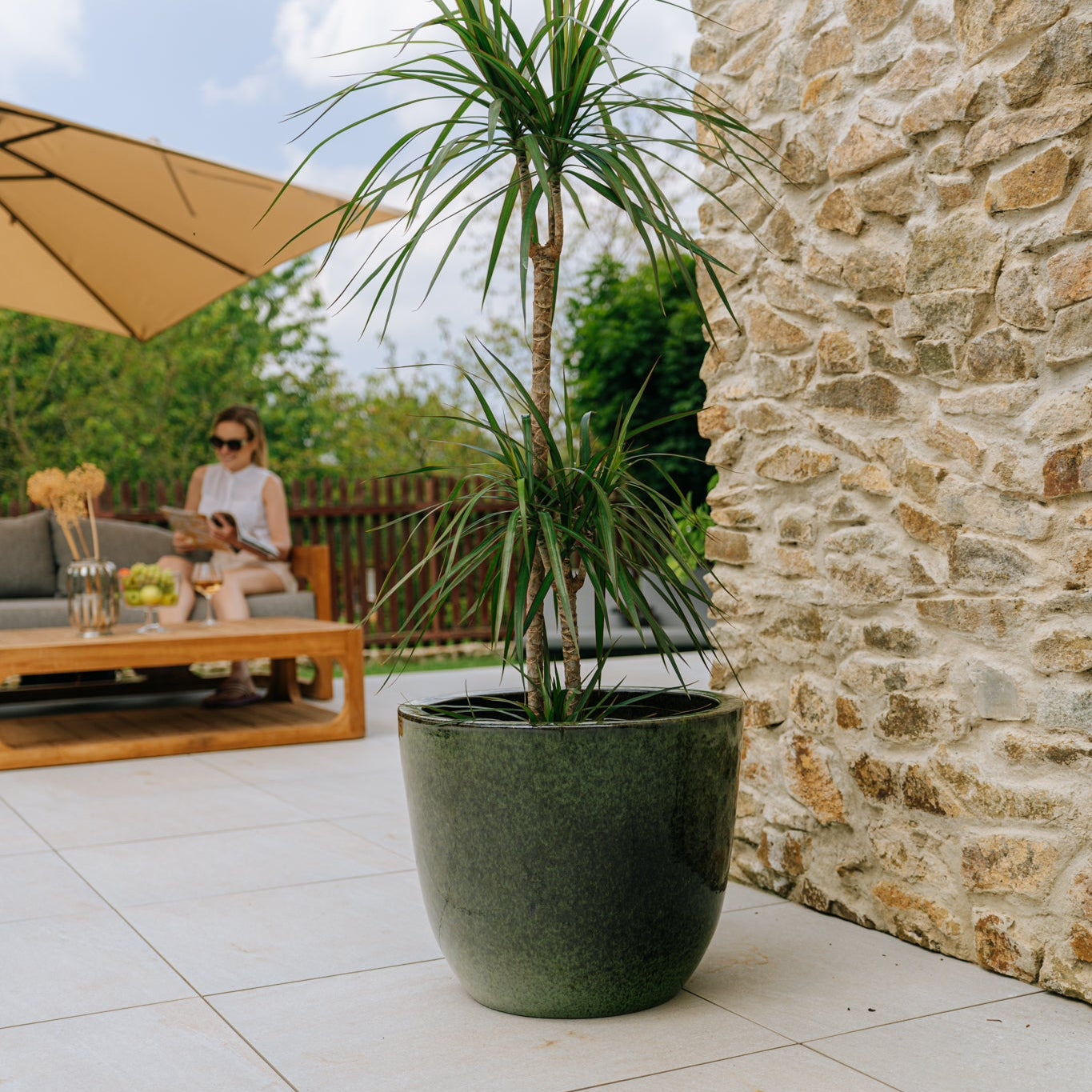 Keramický kvetináč LANCELOT - Tropická zelená