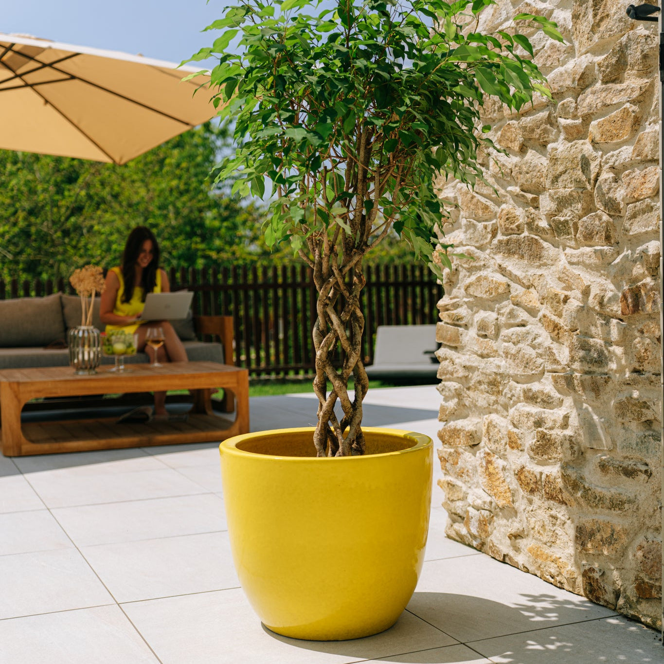 Keramický kvetináč LANCELOT - Žltý