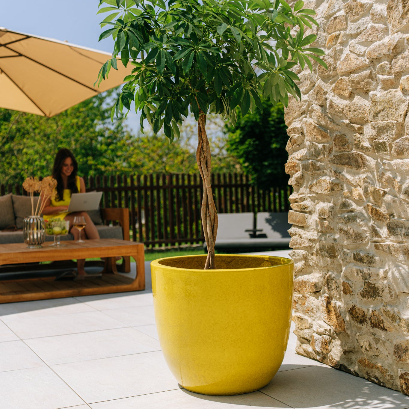 Keramický kvetináč LANCELOT - Žltý