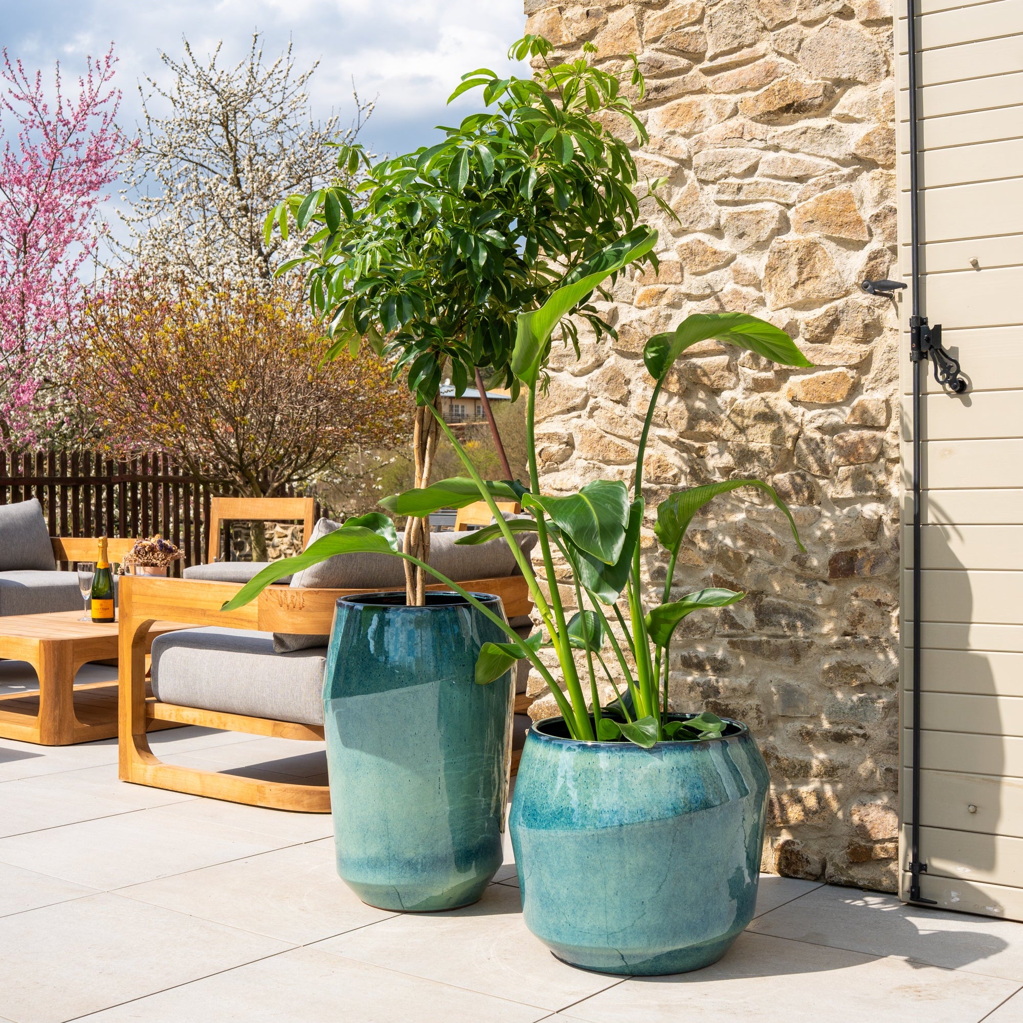 Keramický kvetináč Monaco – Svetlomodrá