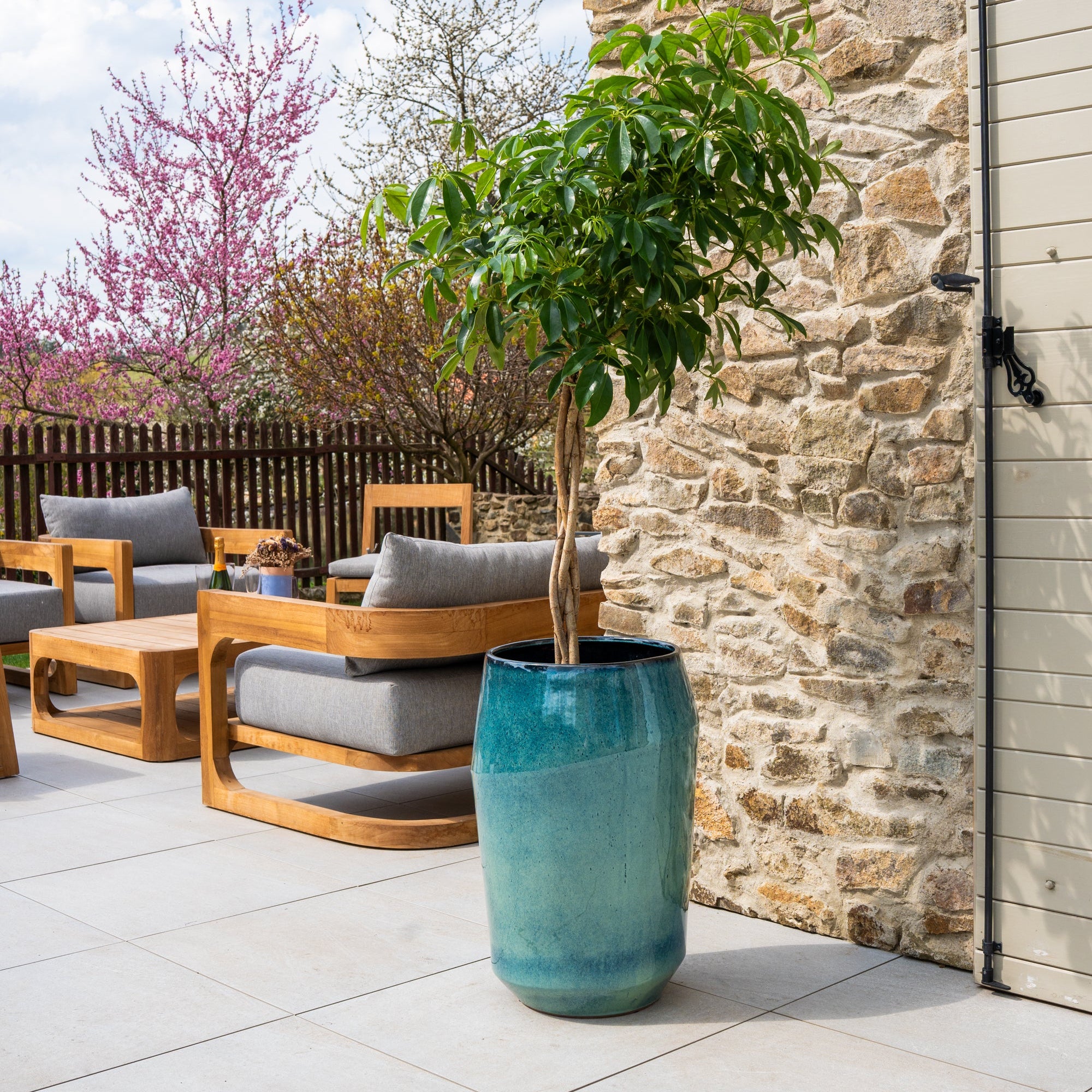 Keramický kvetináč Monaco – Svetlomodrá