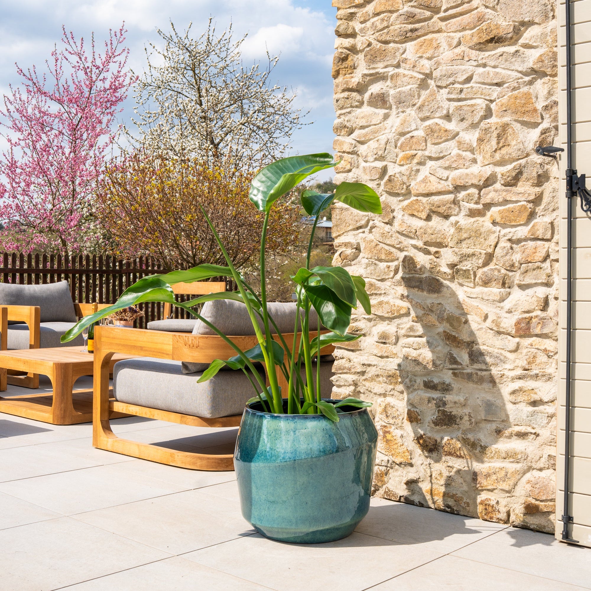 Keramický kvetináč Monaco – Svetlomodrá