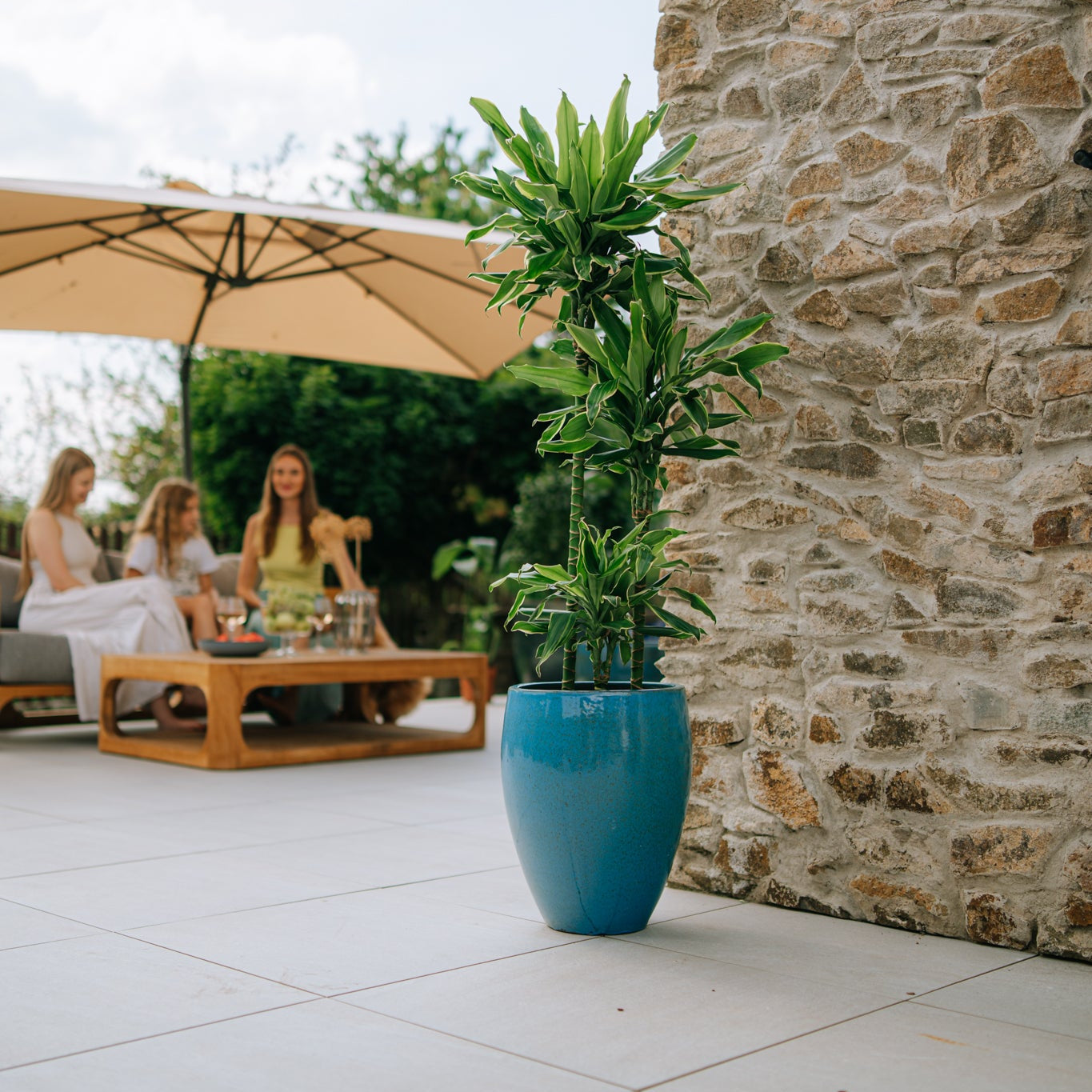 Keramický kvetináč LAFONTAINE - Oceľovo modrá