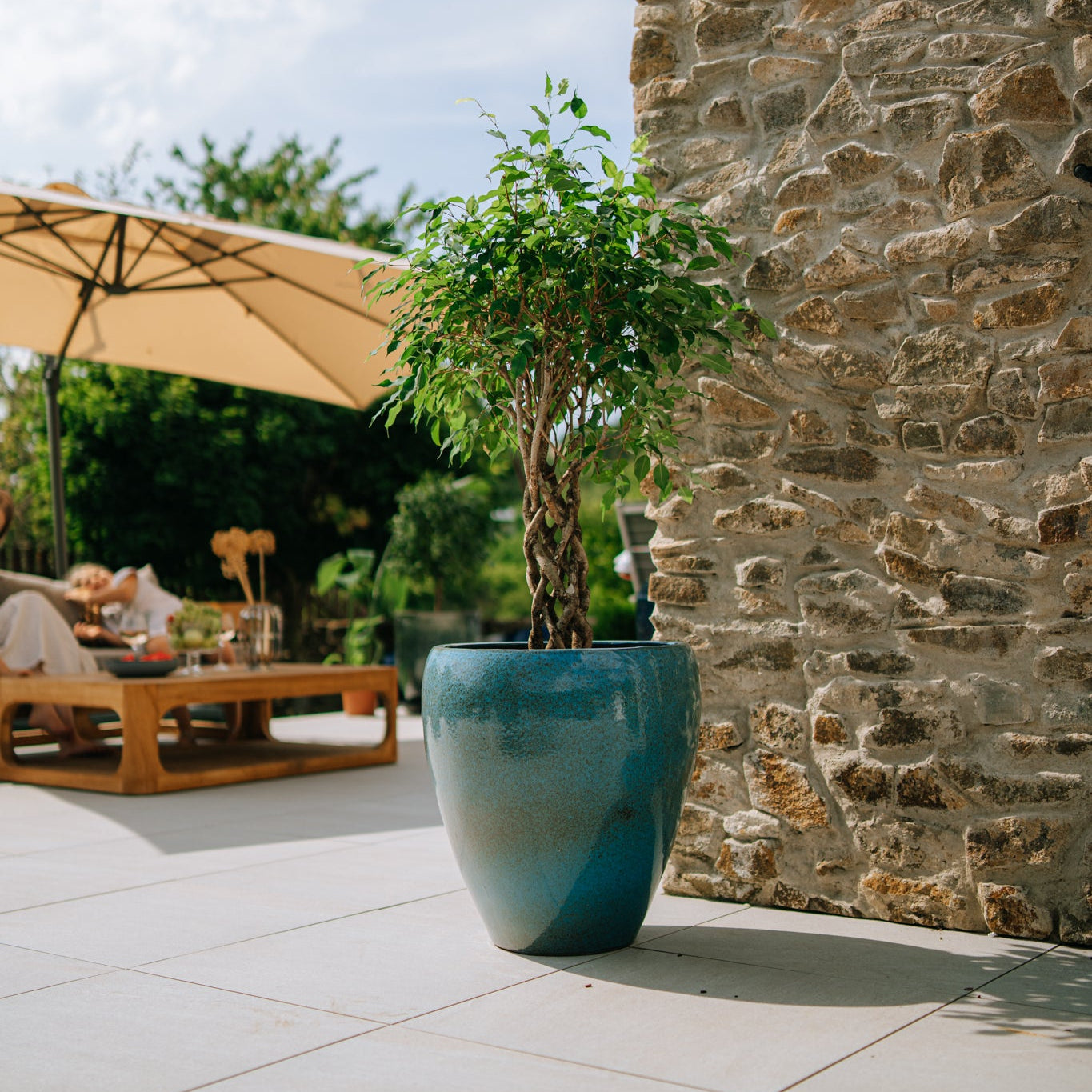 Keramický kvetináč LAFONTAINE - Oceľovo modrá