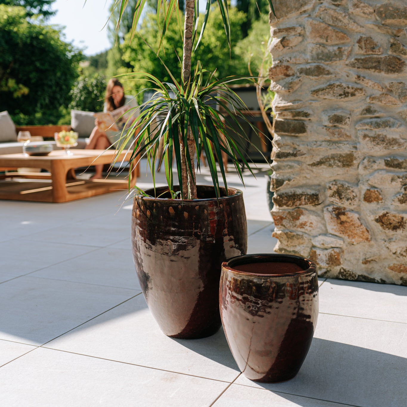 Keramický kvetináč Poseidon – Cihlovo červená