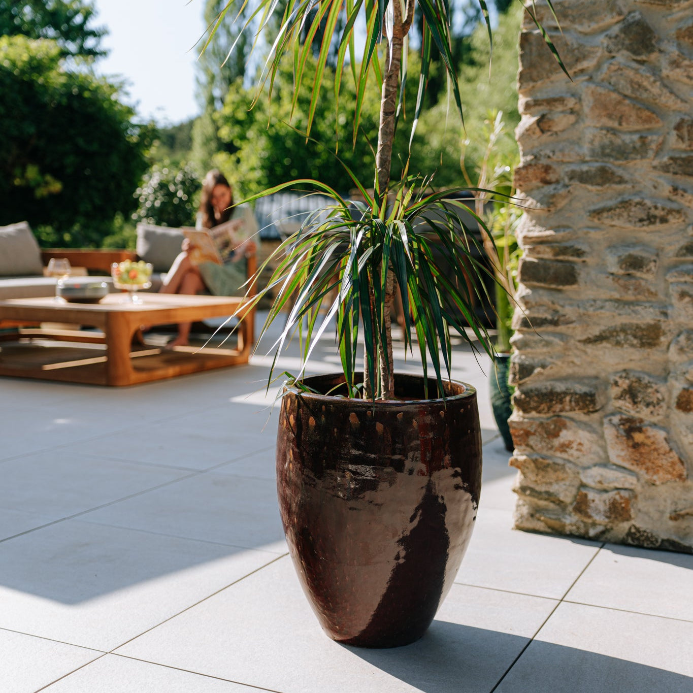 Keramický kvetináč Poseidon – Cihlovo červená