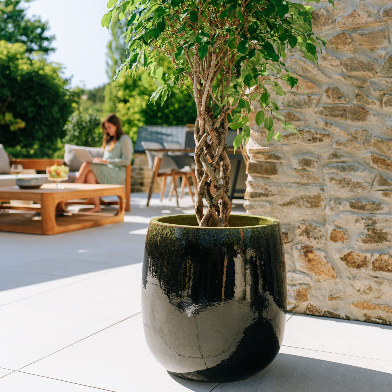 Keramický kvetináč Socrate – Zeleno-čierna