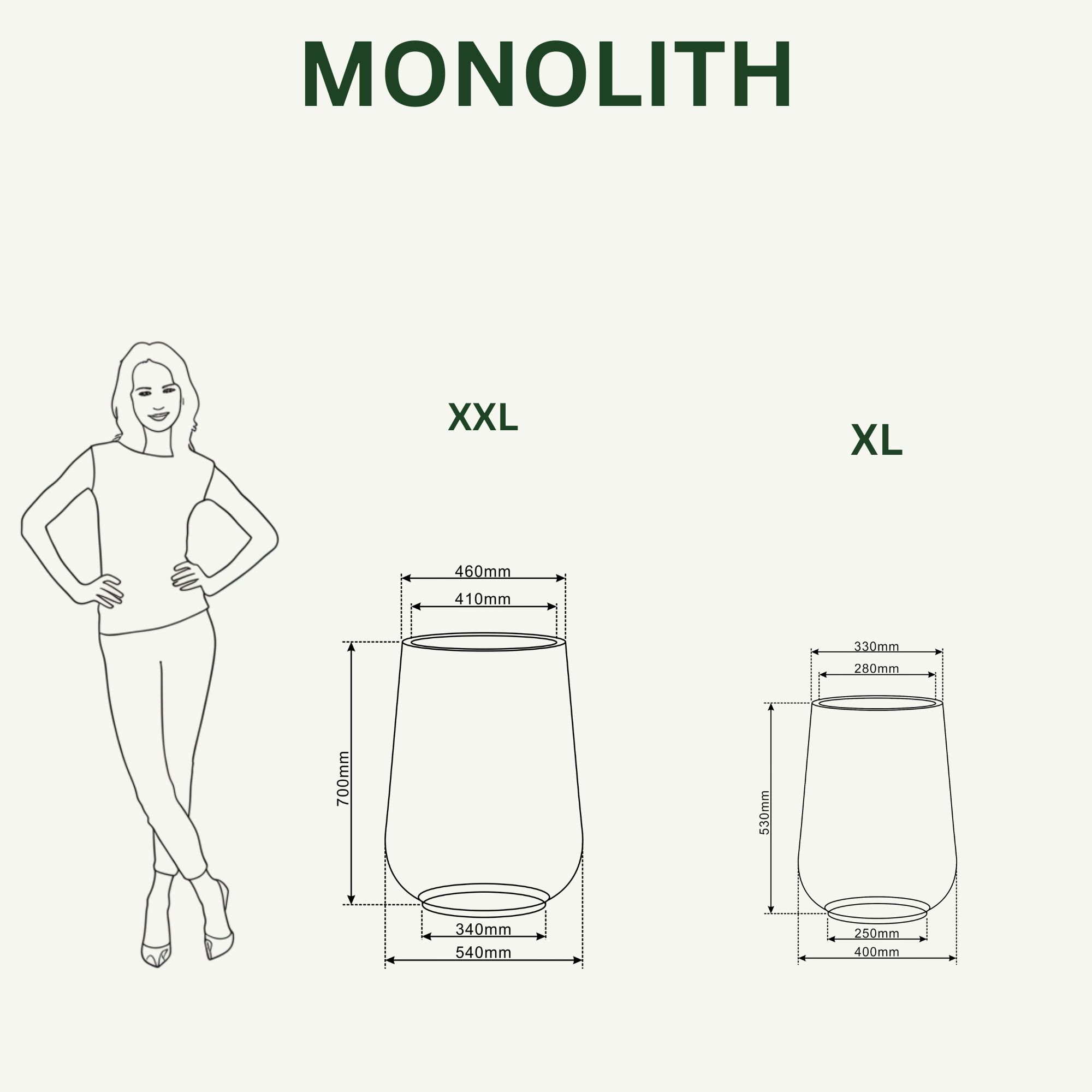 Betónový kvetináč Matná čierna MONOLITH – veľkosti až XXL