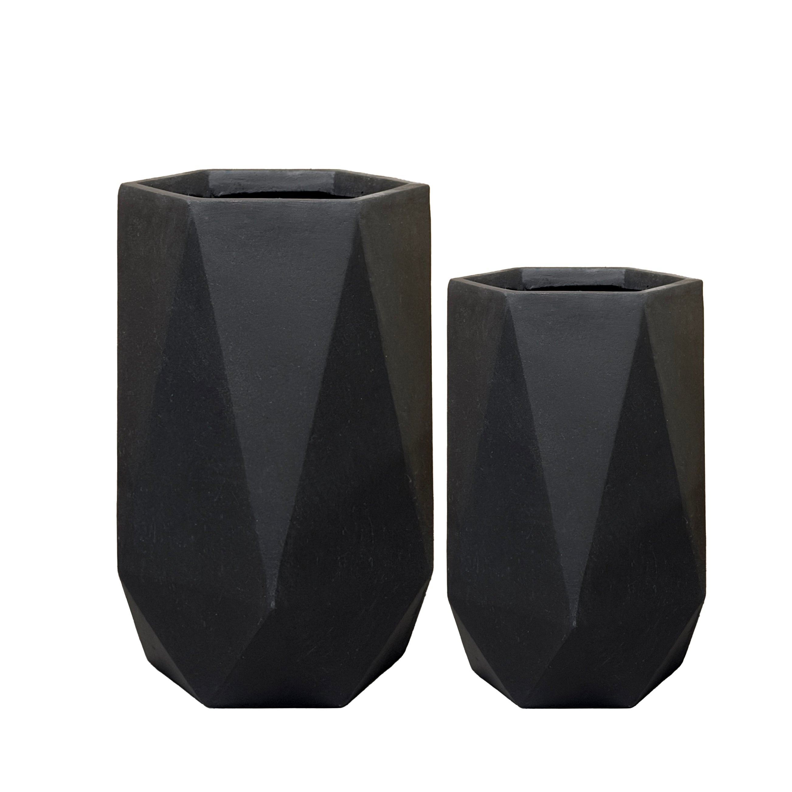 Betonový květináč PRISME - Černá matná