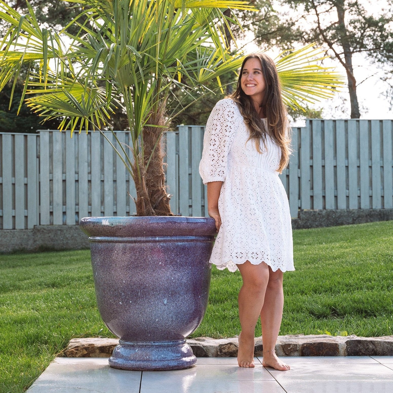 Veľký kramický kvetináč Titan - Jesenná fialová