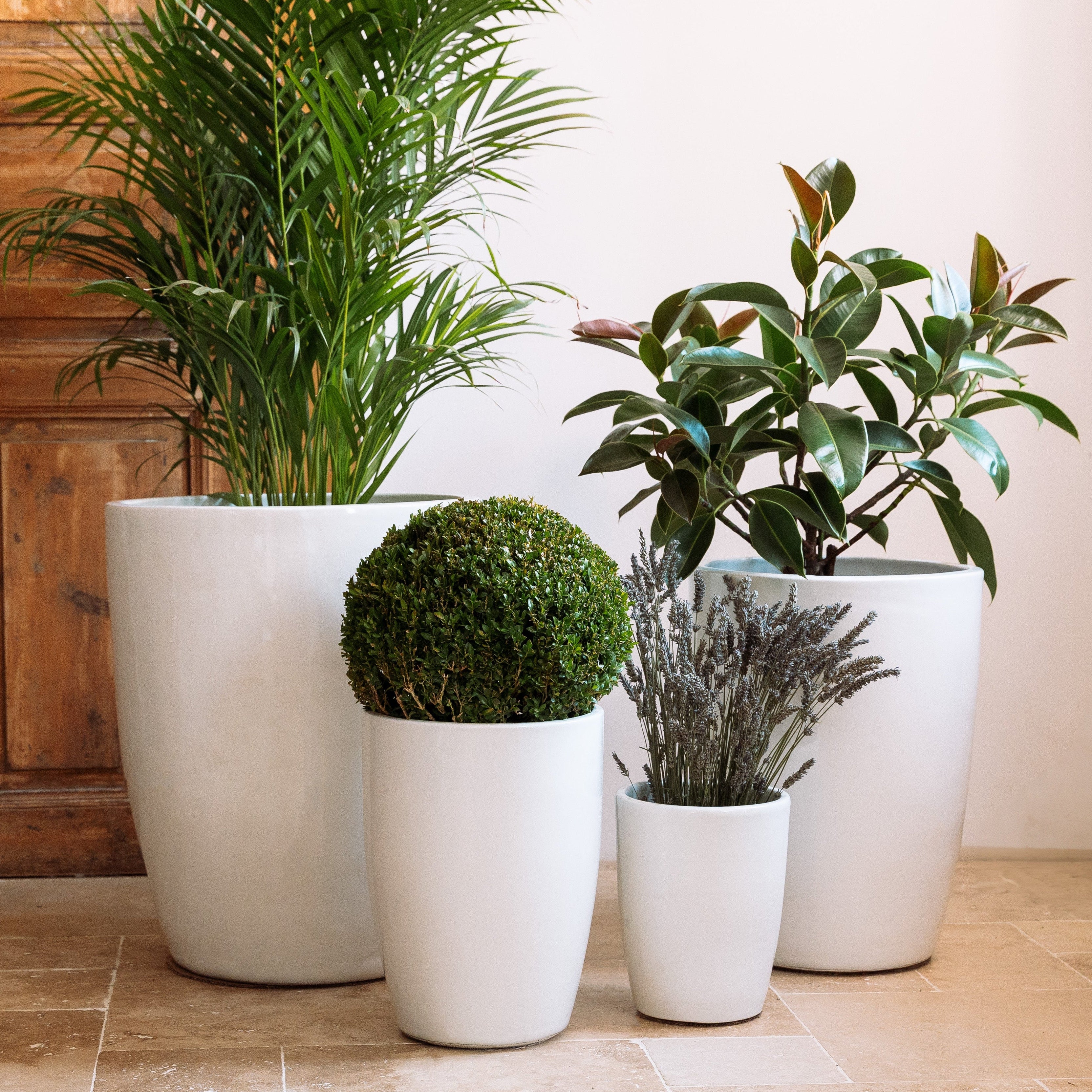 Vysoký keramický kvetináč Platon – Biely