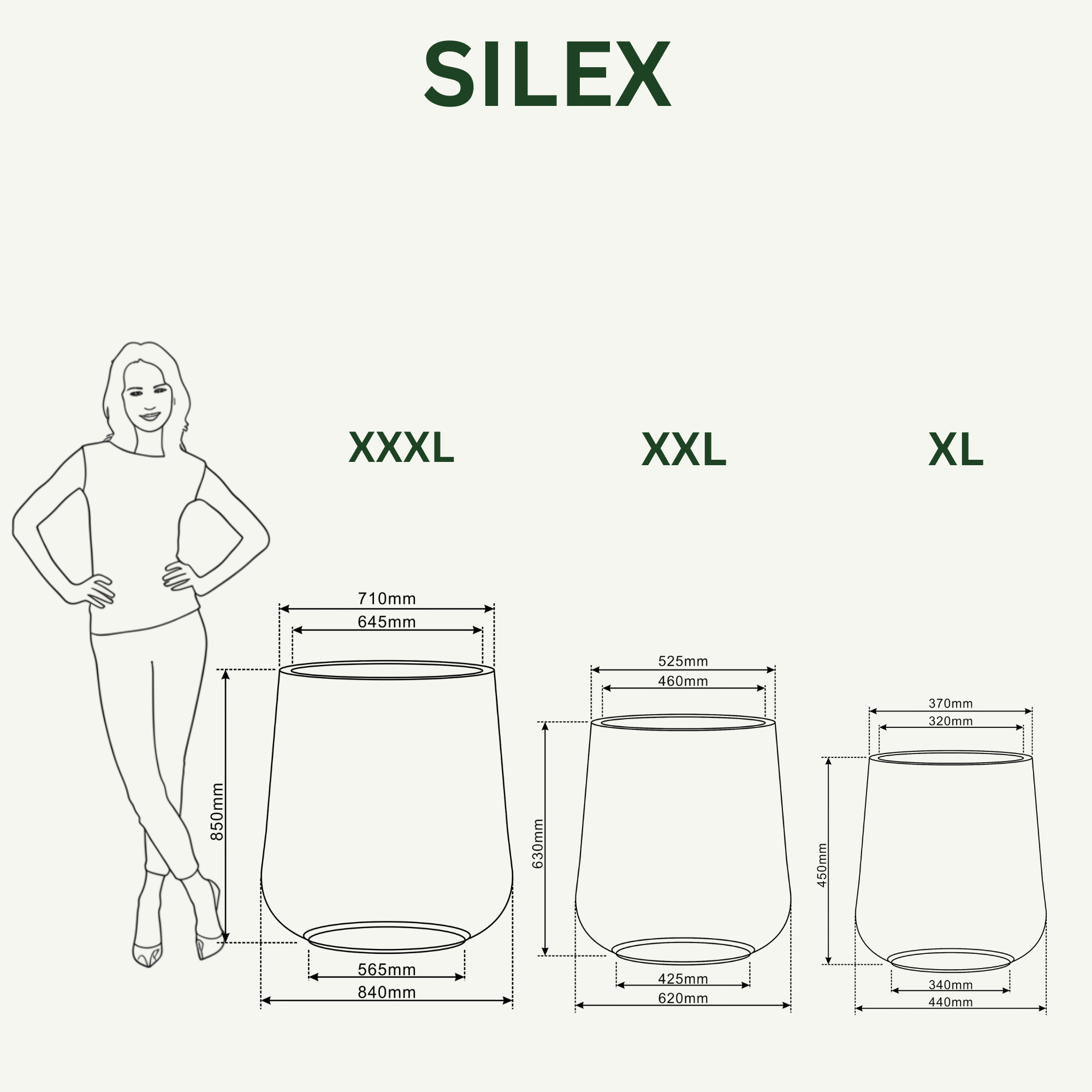 Betónový kvetináč Hnedá Silex – veľkosti až XXL