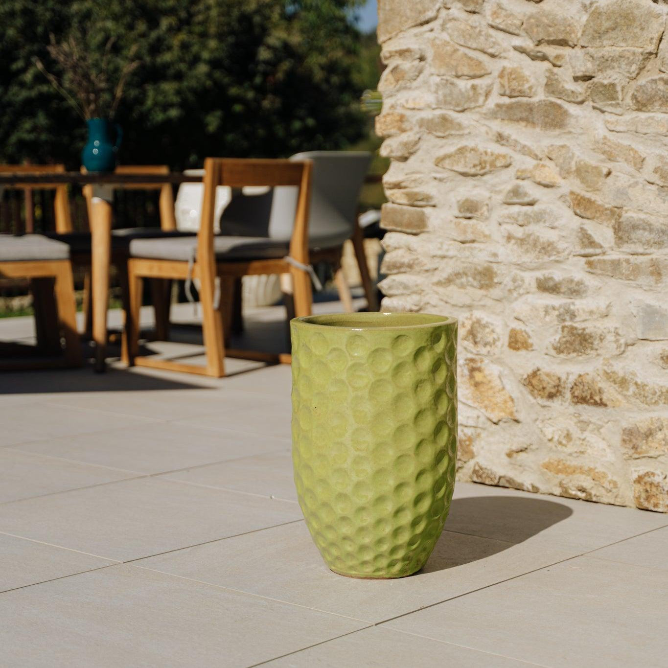 MEROVEE keramický kvetináč olivovo zelená – odolný voči počasiu, pre interiér aj exteriér