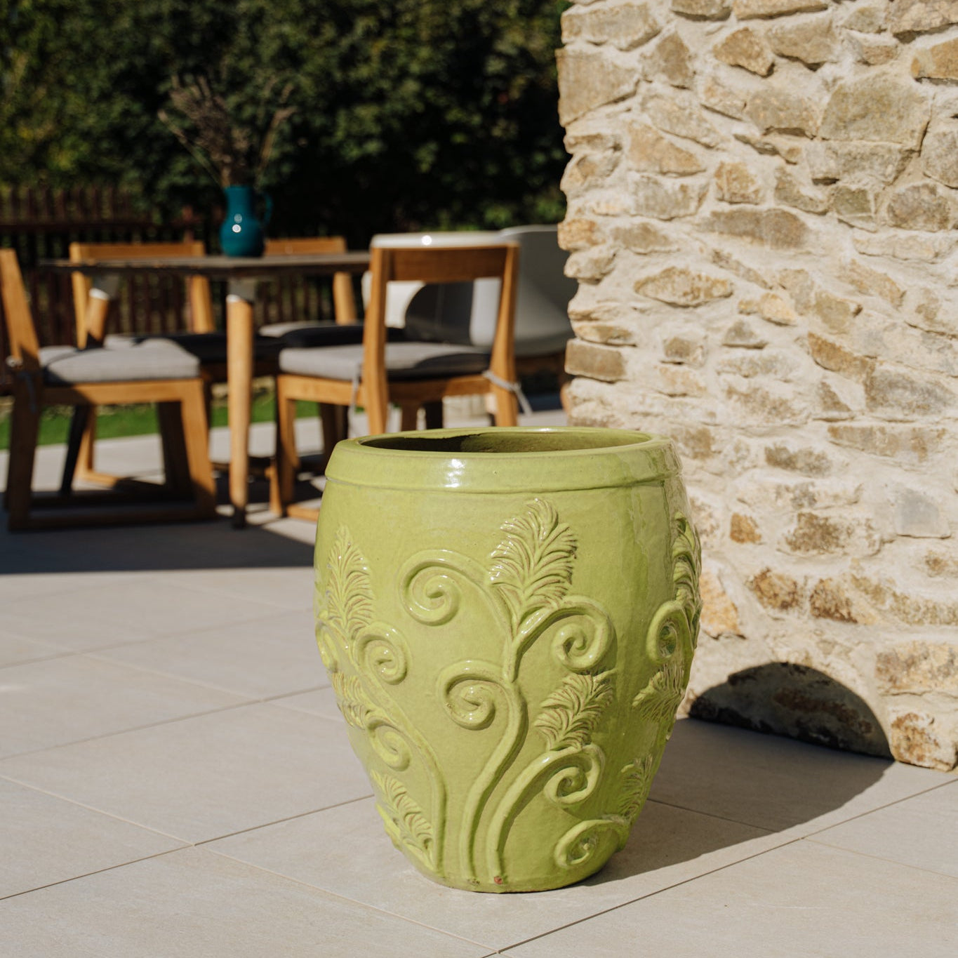 Keramický kvetináč Gaia - Olivovo zelená.
