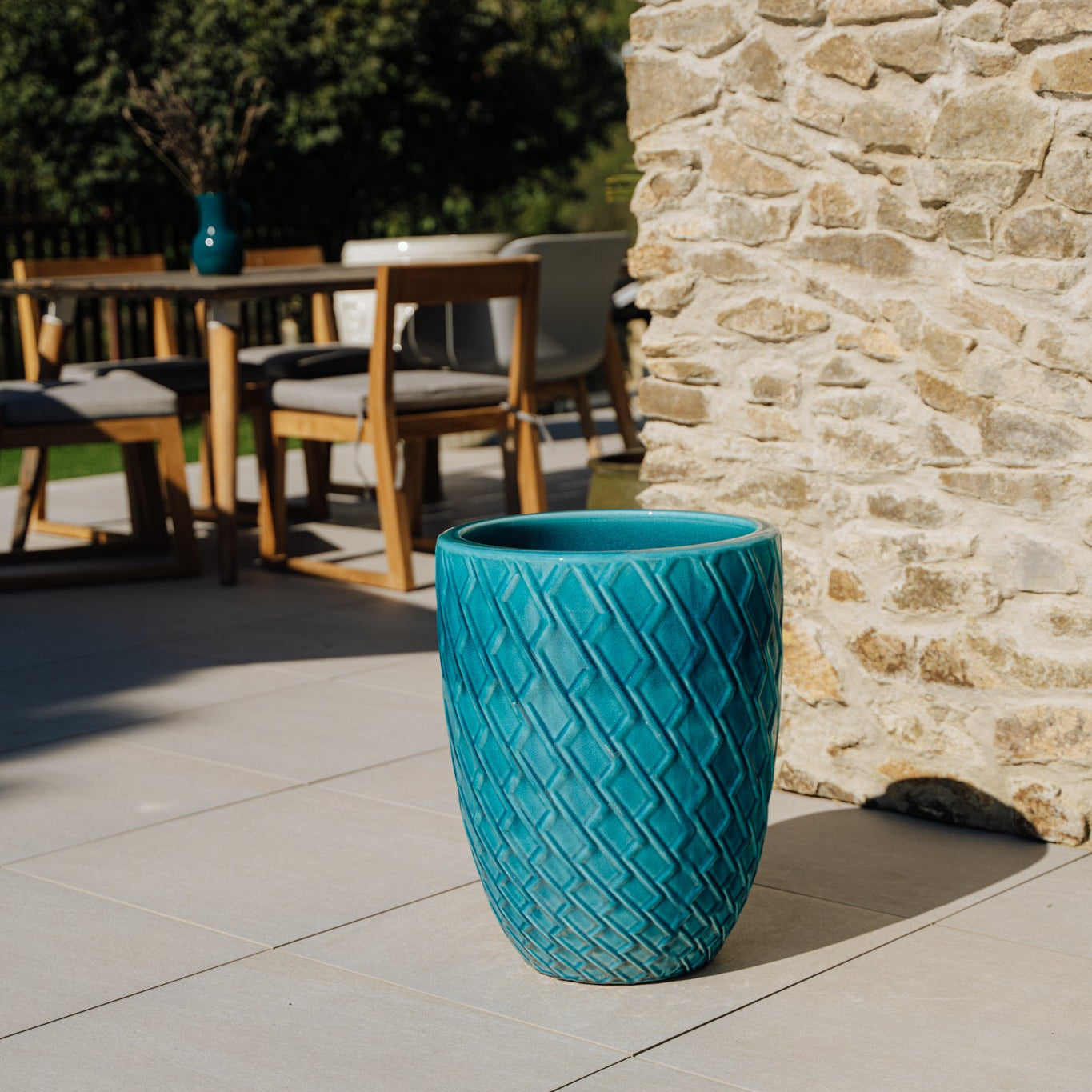 Keramický kvetináč Zeus - svetlomodrý