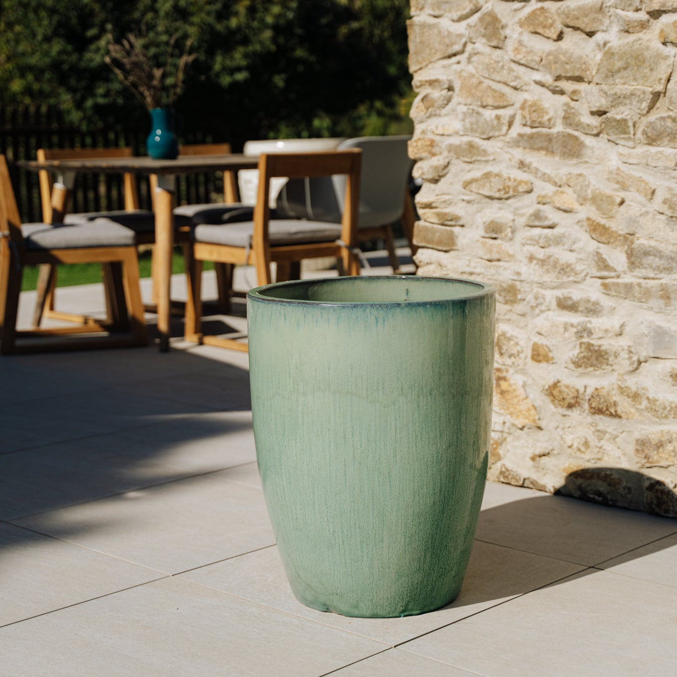 Vysoký keramický kvetináč Platon – Tyrkysový