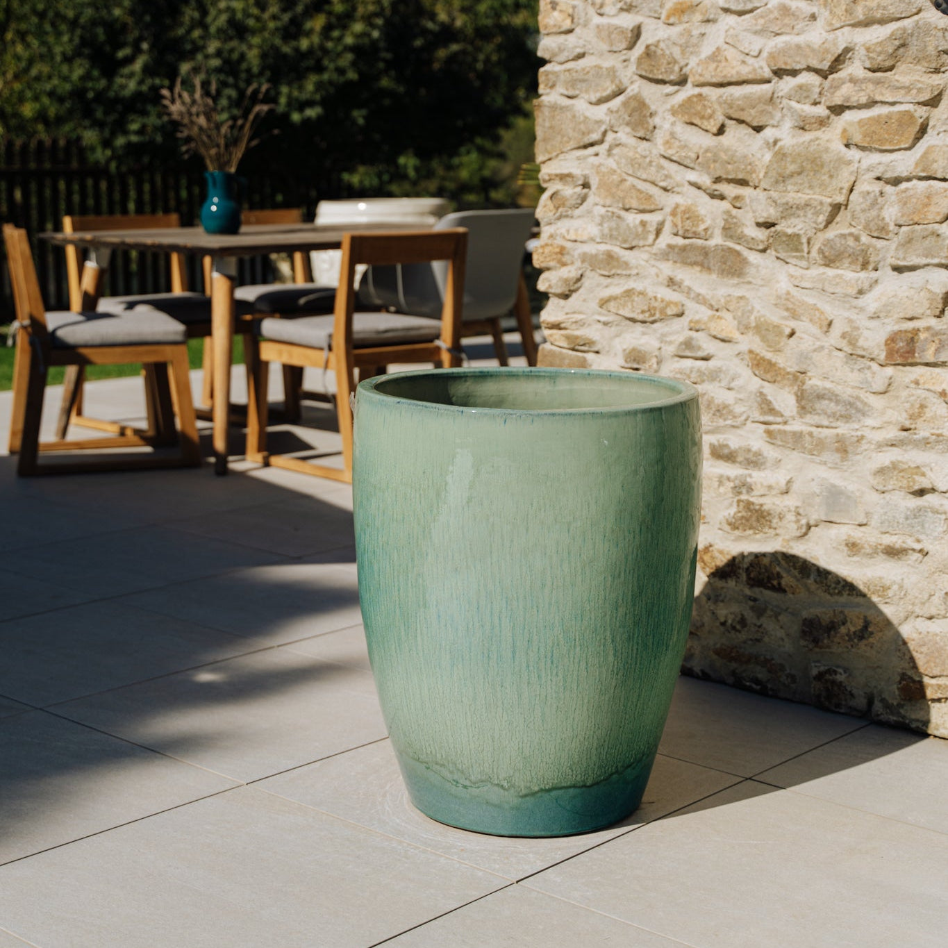 Vysoký keramický kvetináč Platon – Tyrkysový