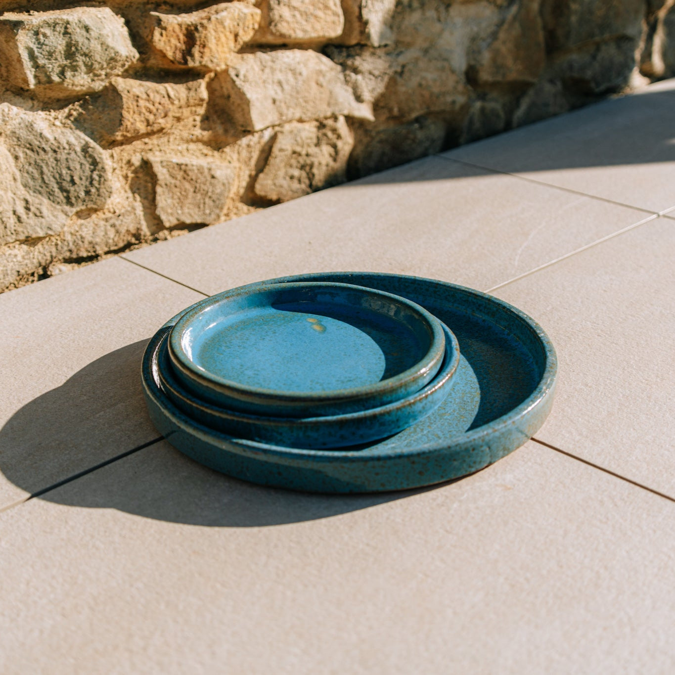 Podmiska pod kvetináč - Oceľovo modrá