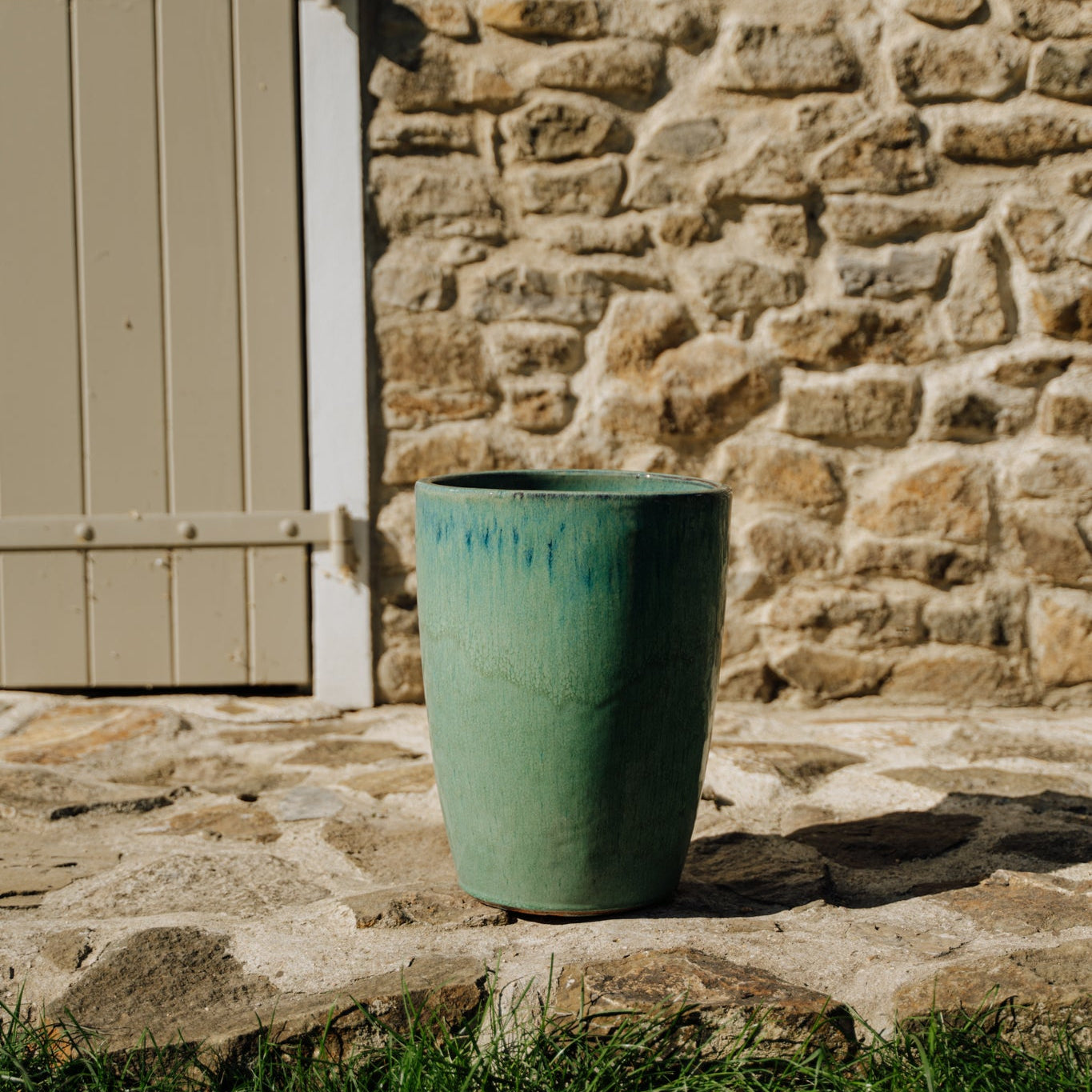 Vysoký keramický kvetináč Platon – Tyrkysový