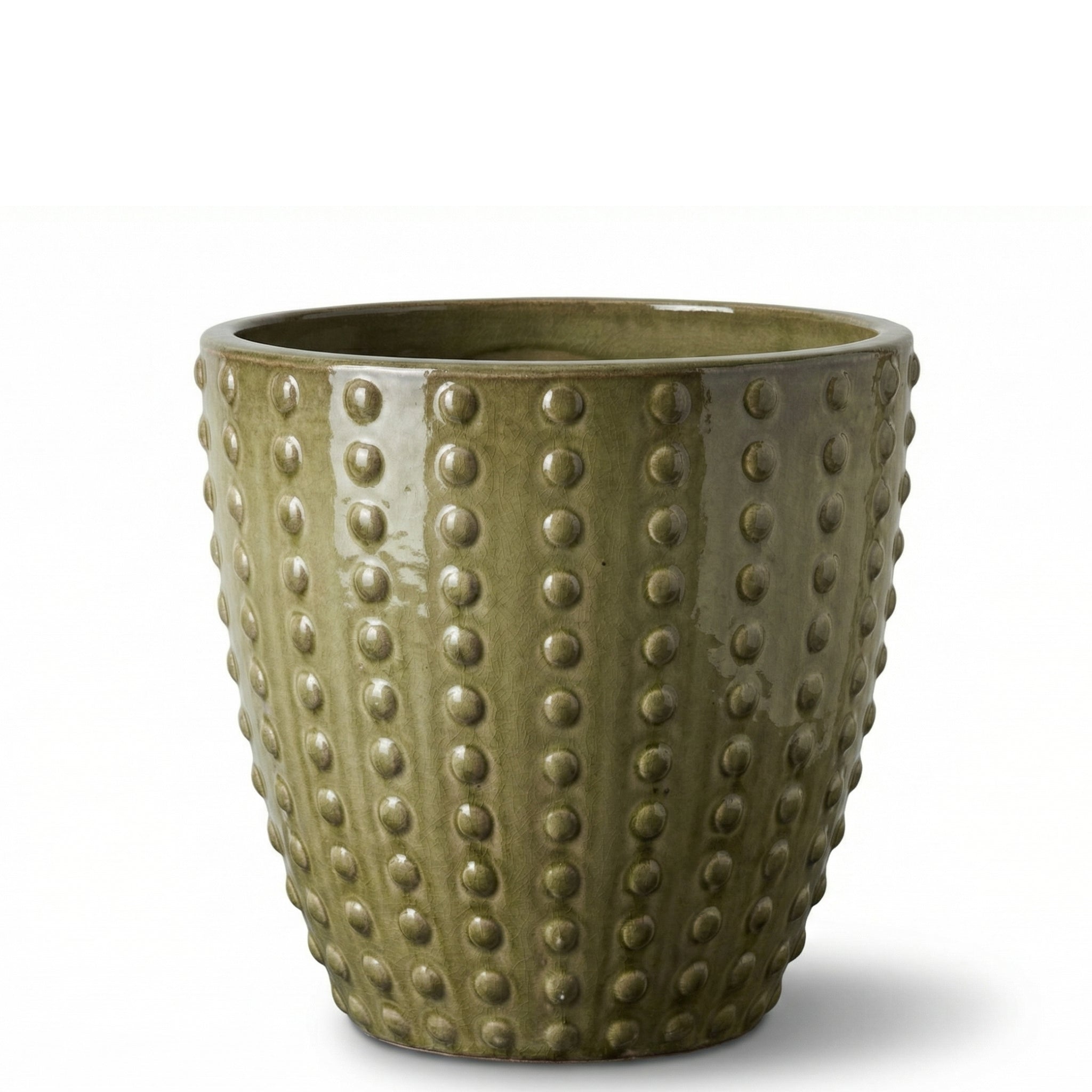 Ručně vyráběný glazurovaný keramický květináč z terakoty Attila v designu broušený bronz