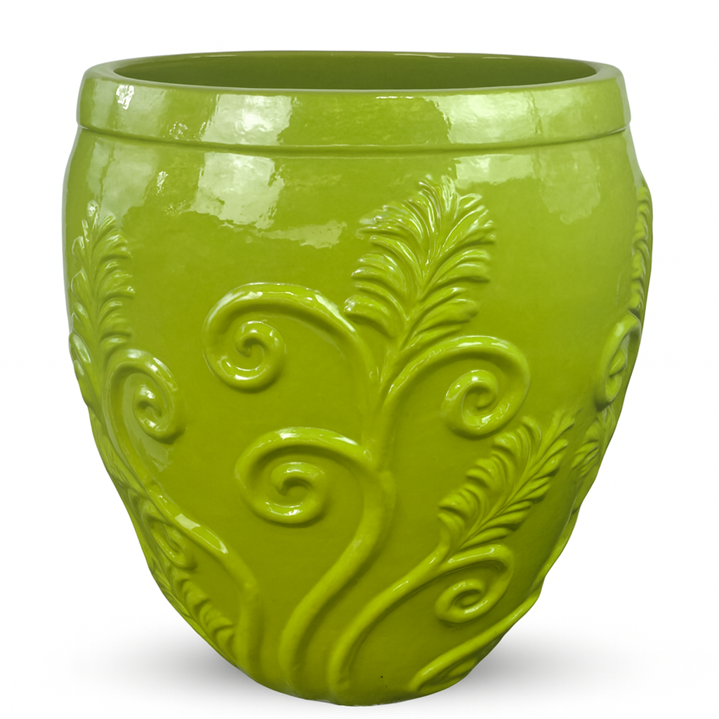Keramický kvetináč Gaia - Olivovo zelená.