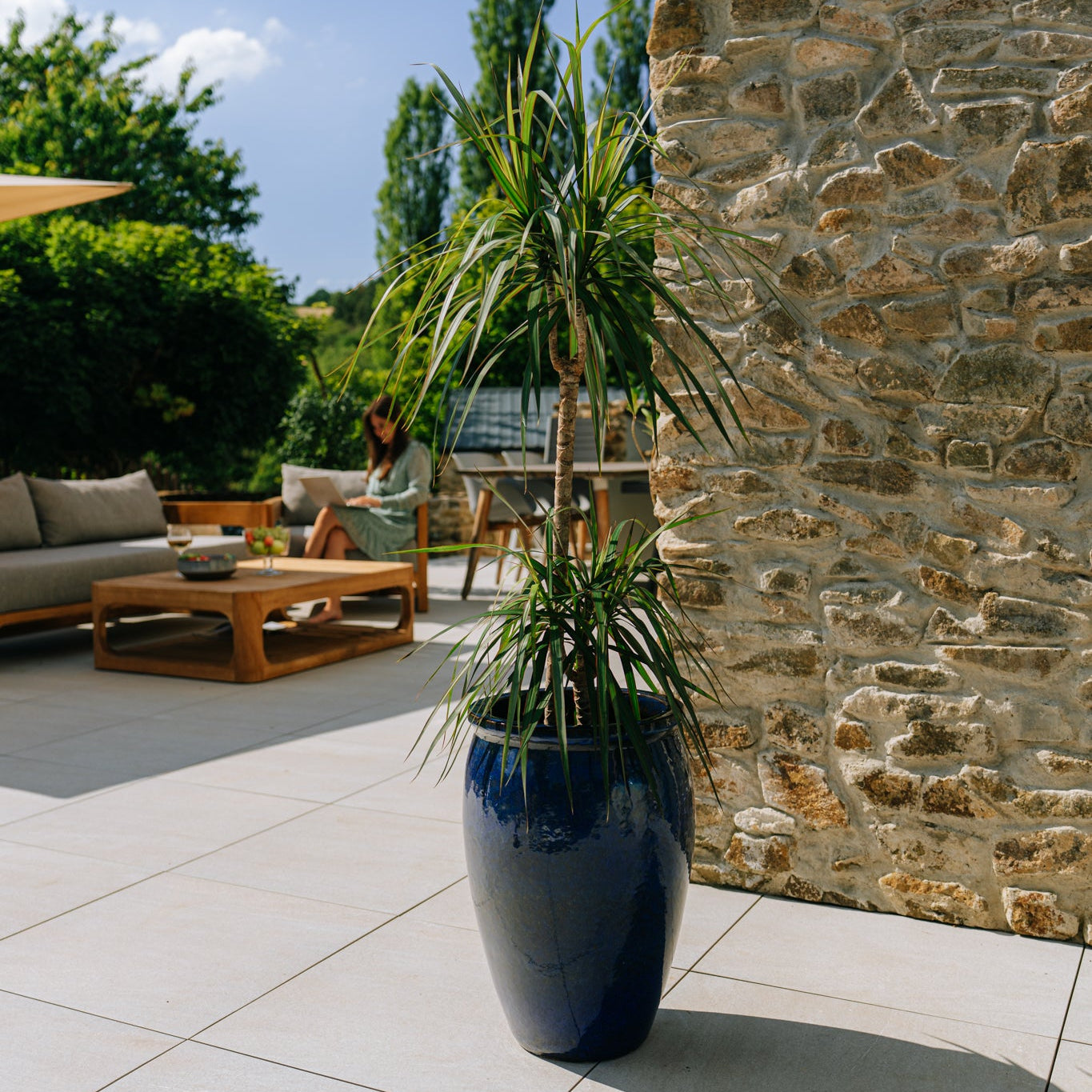 Keramický kvetináč BACCHUS – Morská modrá