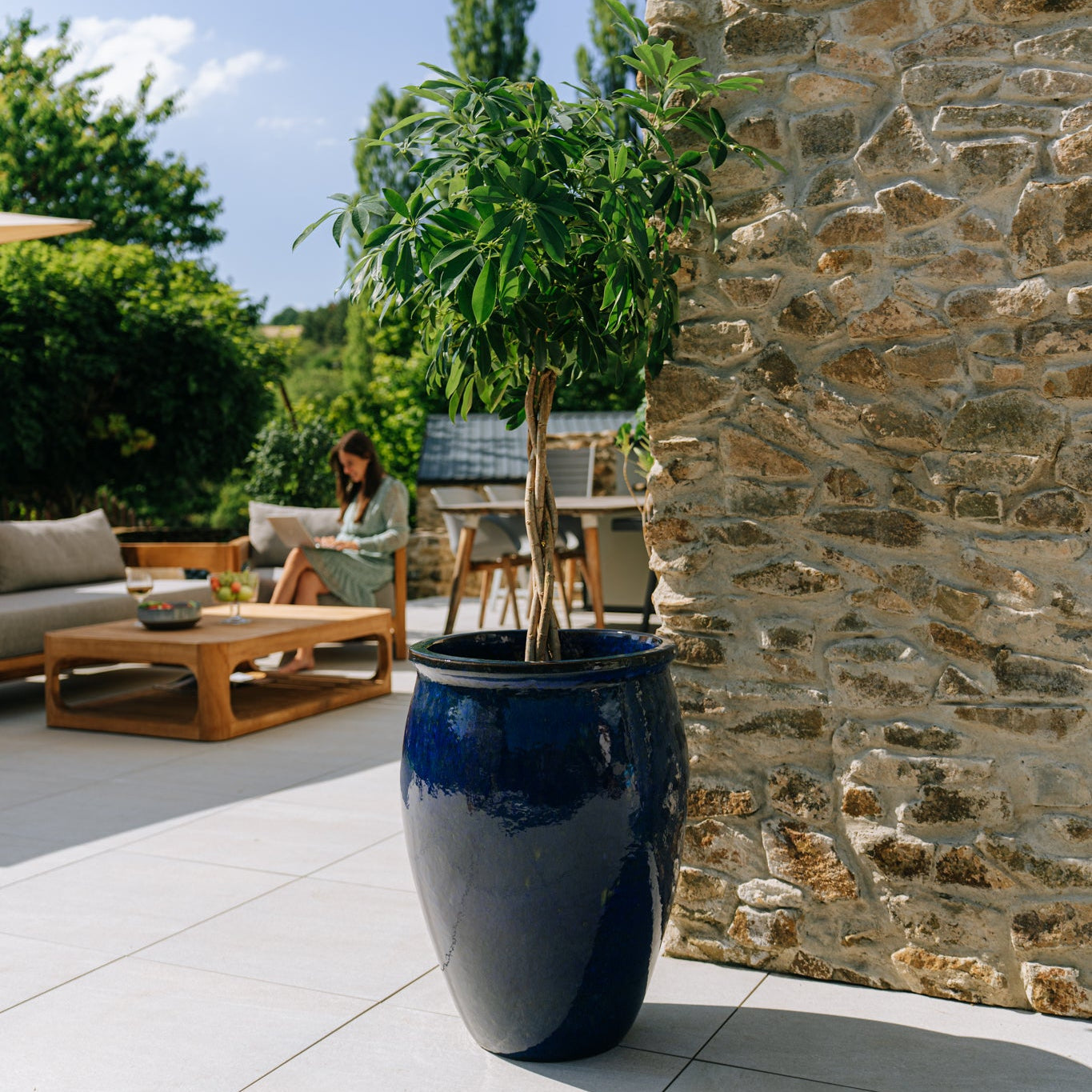 Keramický kvetináč BACCHUS – Morská modrá