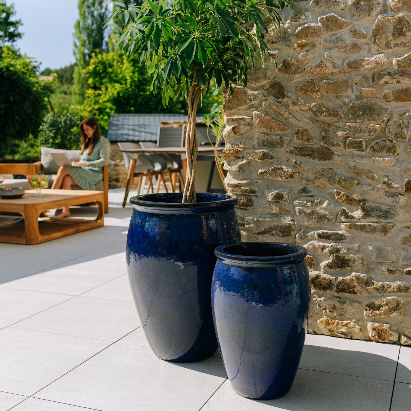 Keramický kvetináč BACCHUS – Morská modrá