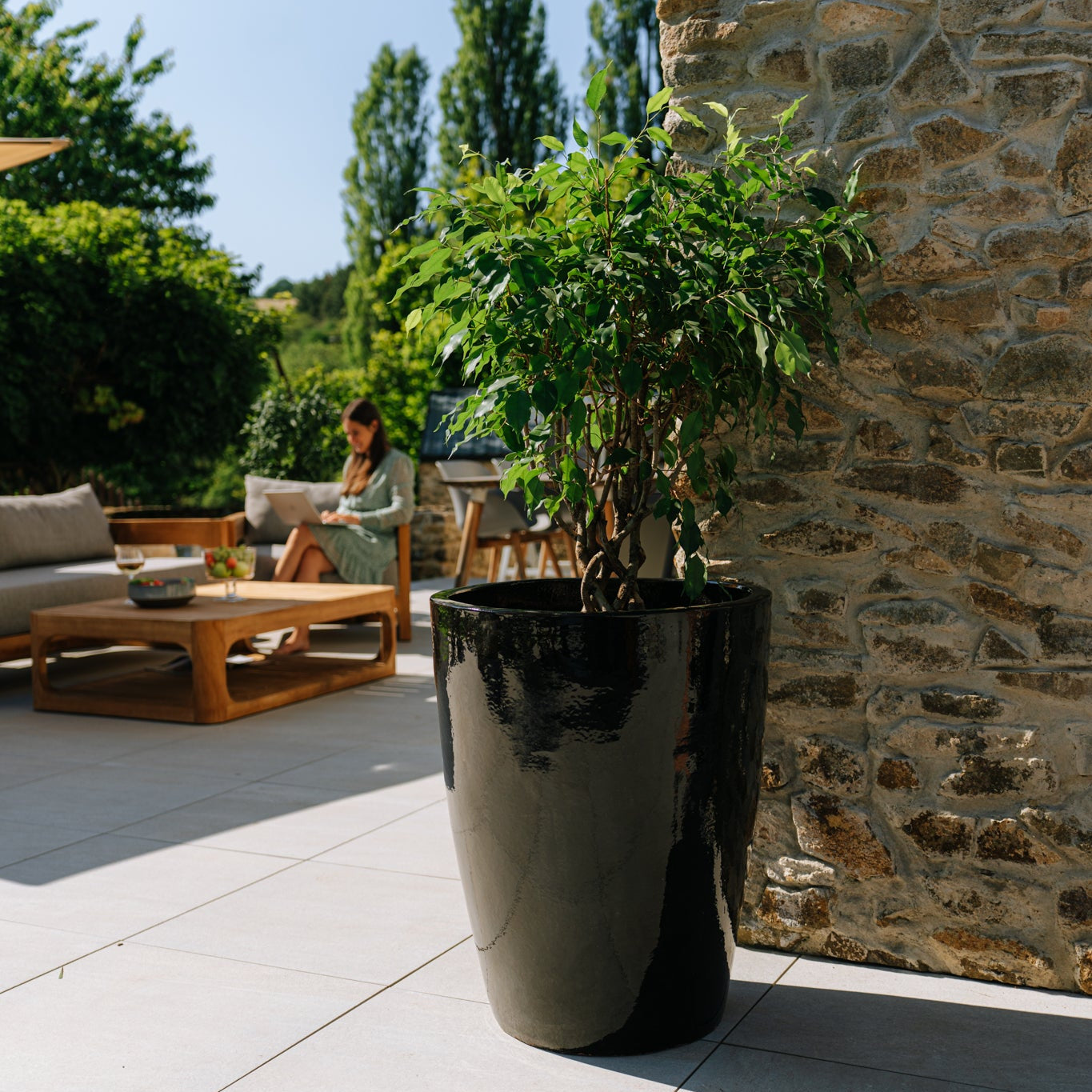 Keramicky kvetináč Mazarin - Čierna