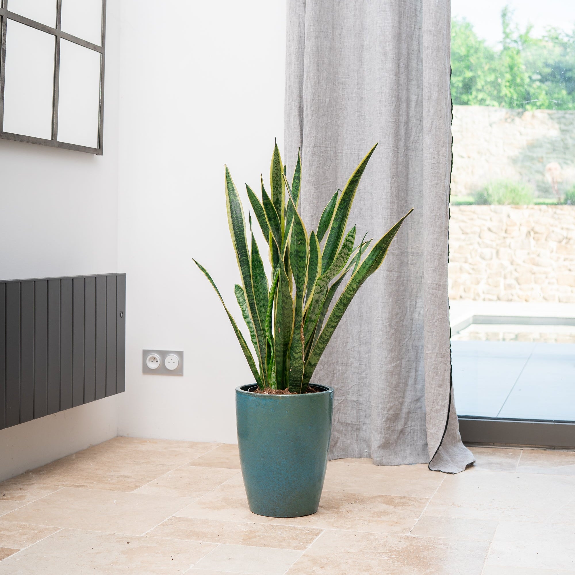 Keramicky kvetináč Mazarin - Oceľovo modrá