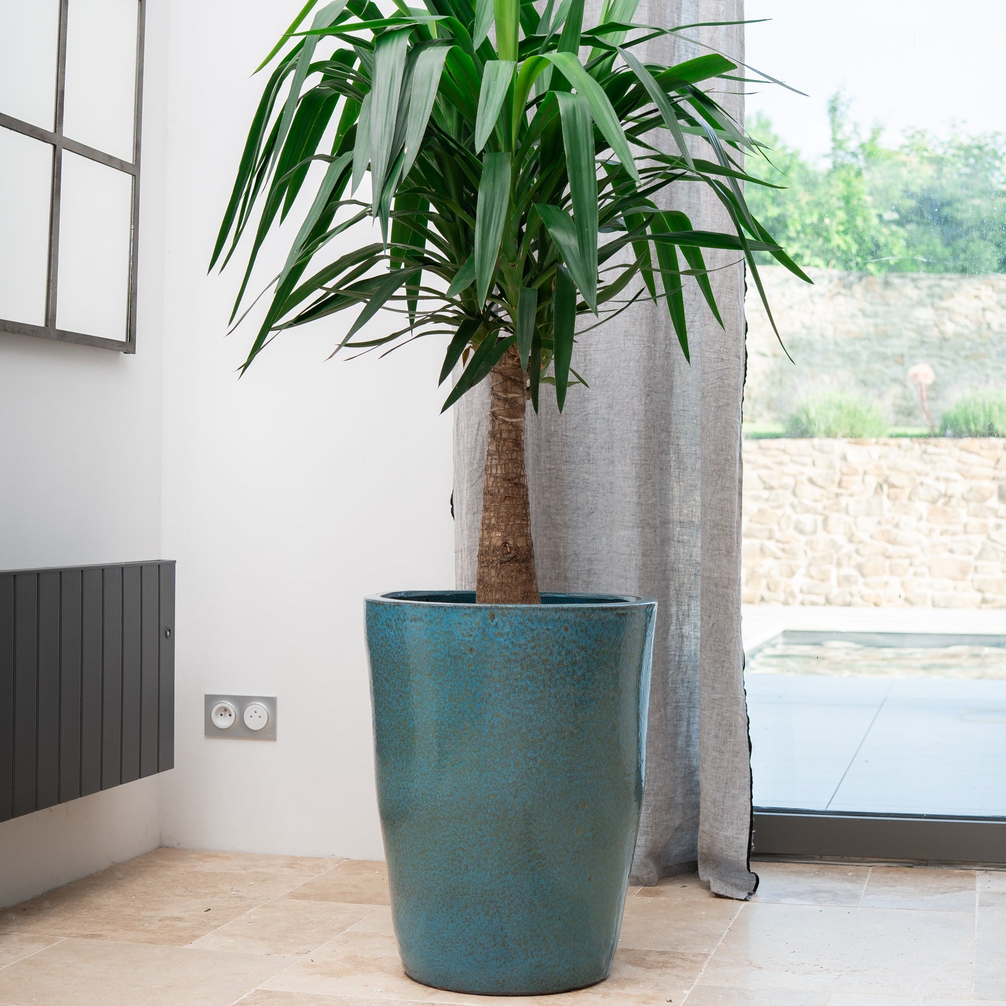 Keramicky kvetináč Mazarin - Oceľovo modrá