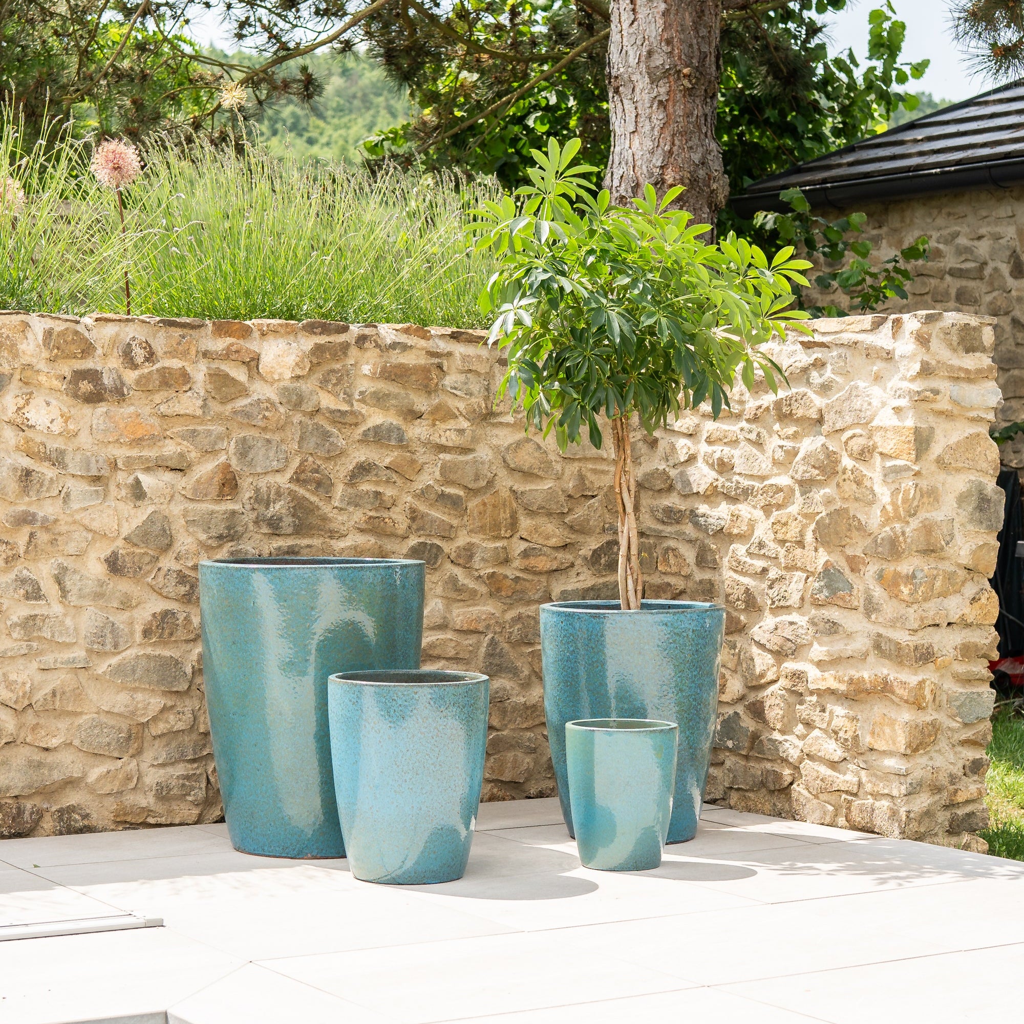 Keramicky kvetináč Mazarin - Oceľovo modrá