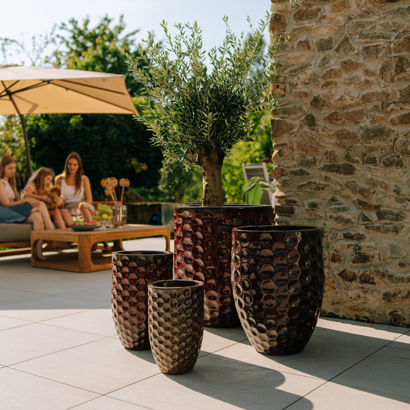 Keramický kvetináč MEROVEE - Tehlovo červená