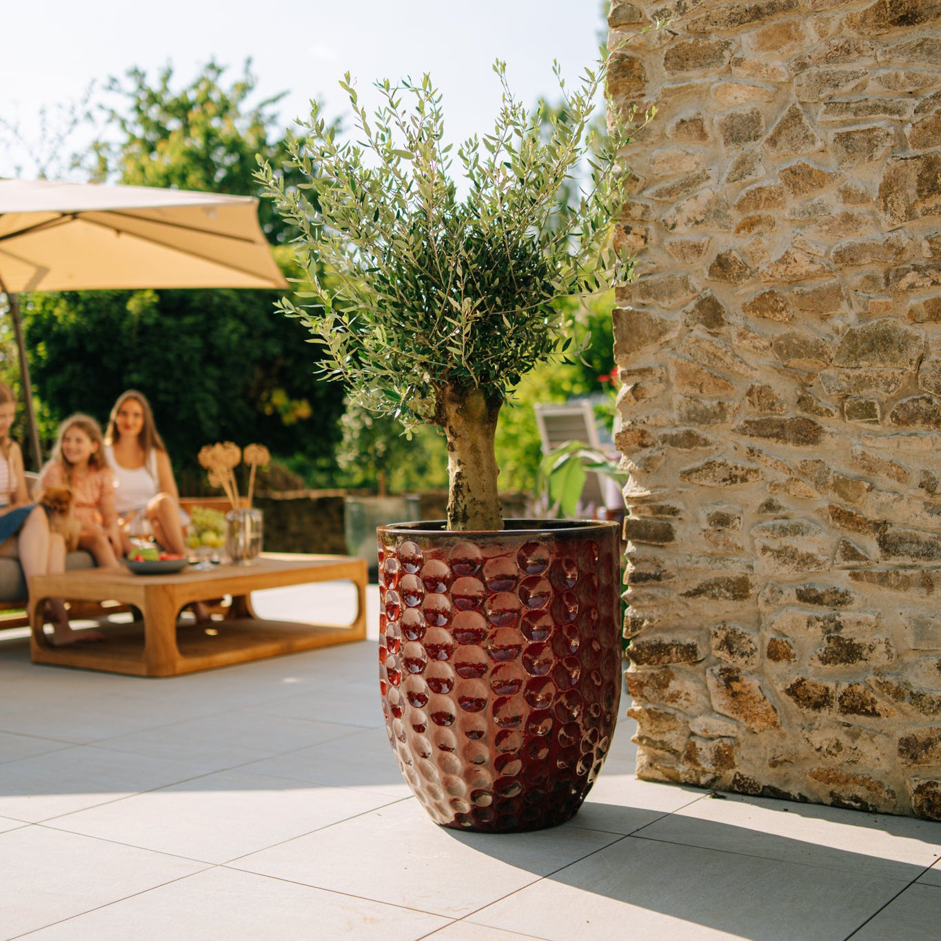 Keramický kvetináč MEROVEE - Tehlovo červená