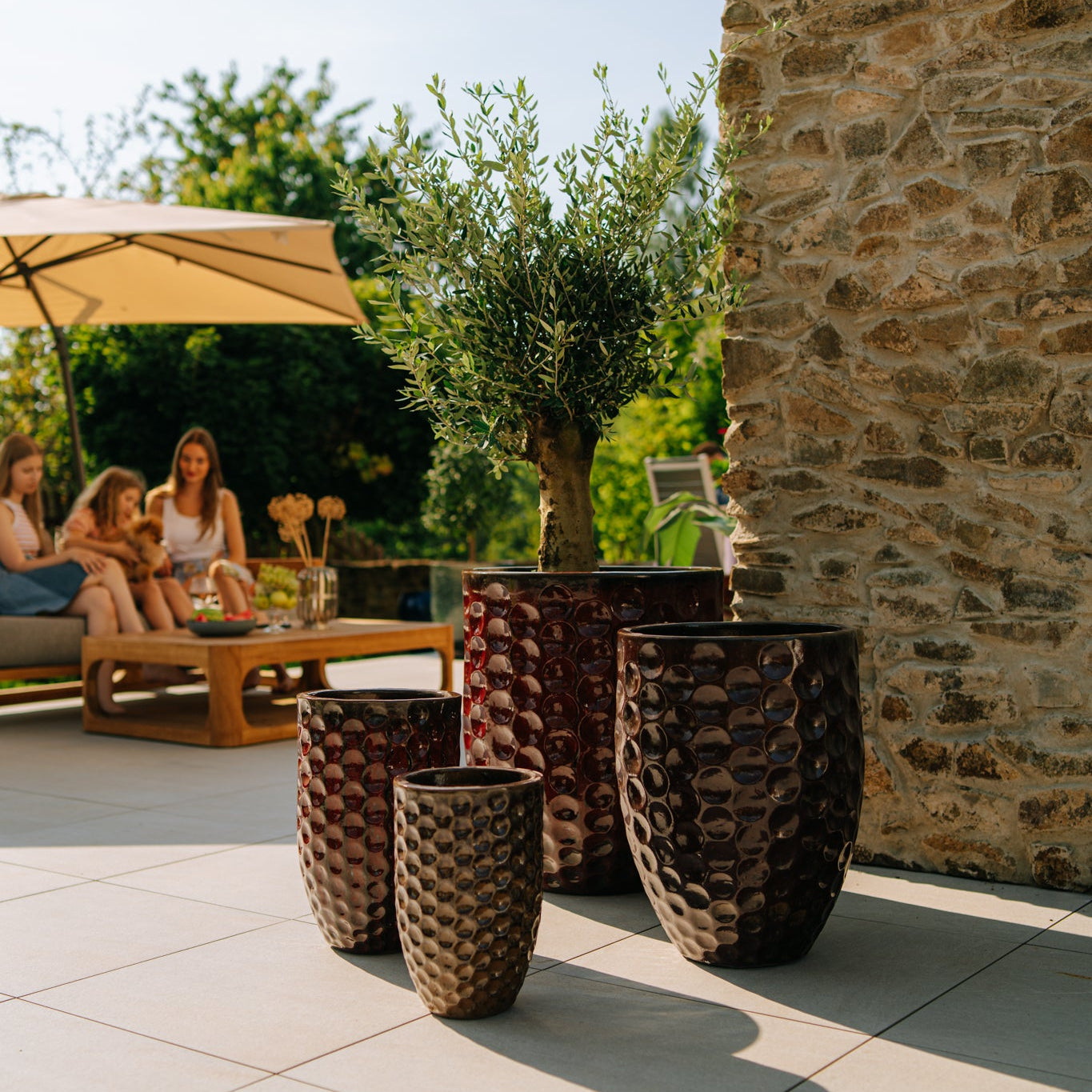 Keramický kvetináč MEROVEE - Tehlovo červená