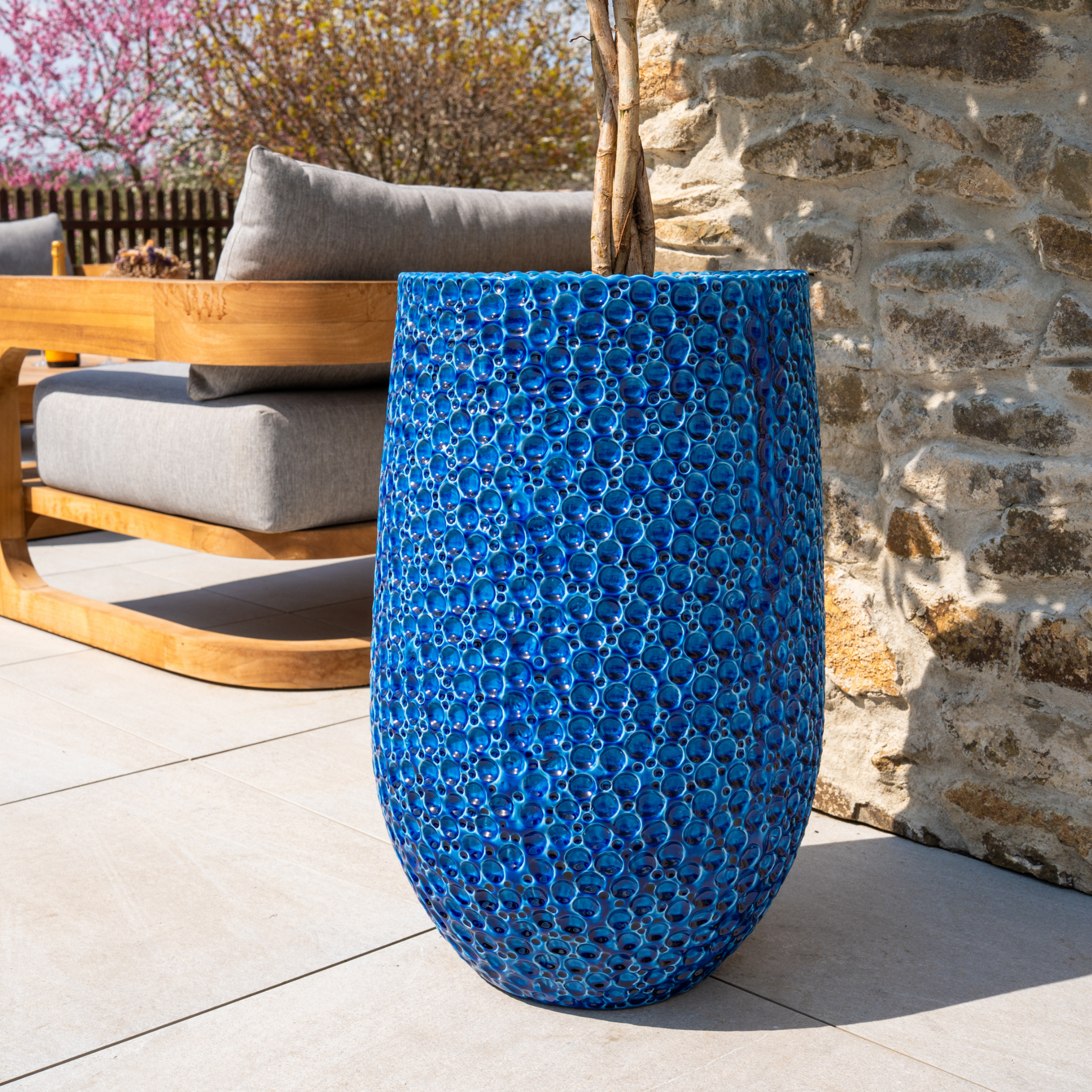 Kvetináč PARIS Modrý – ručne vyrábaná keramika, XXL až 68 cm