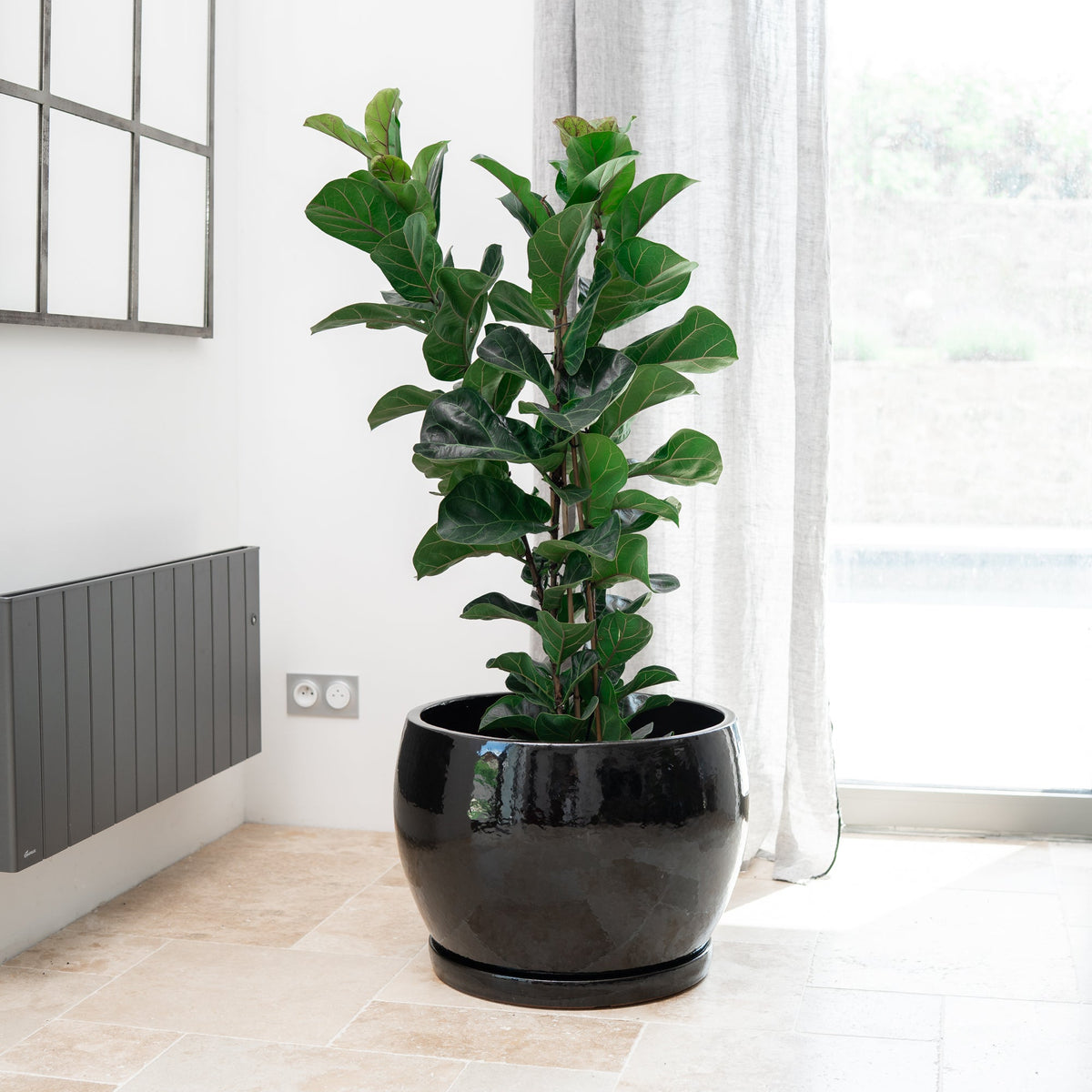 Kvetináč ROMULUS Černá – ručne vyrábaná keramika, XXL až 68 cm