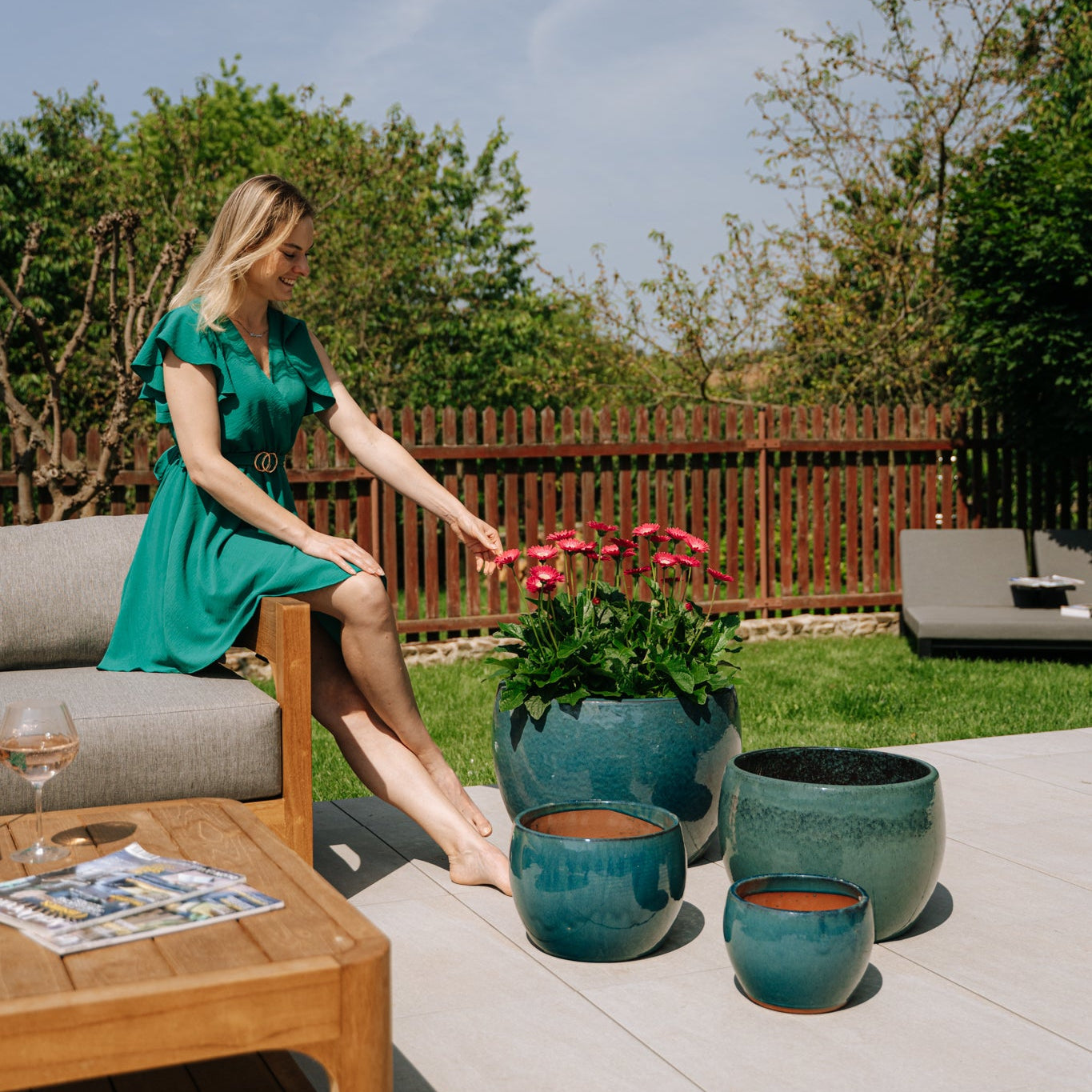 Keramicky kvetináč Romulus - Nefritová