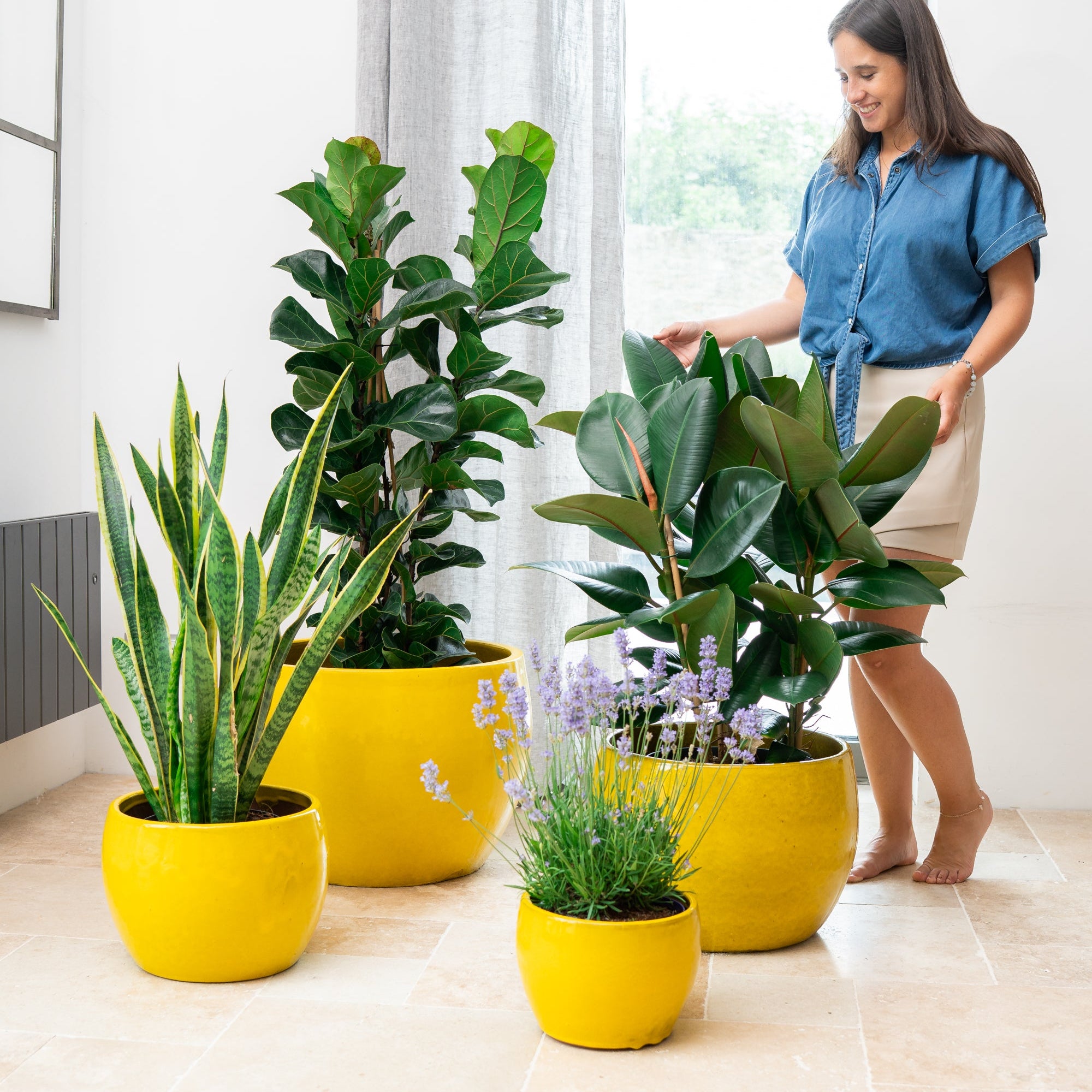 Keramicky kvetináč Romulus - Žltý