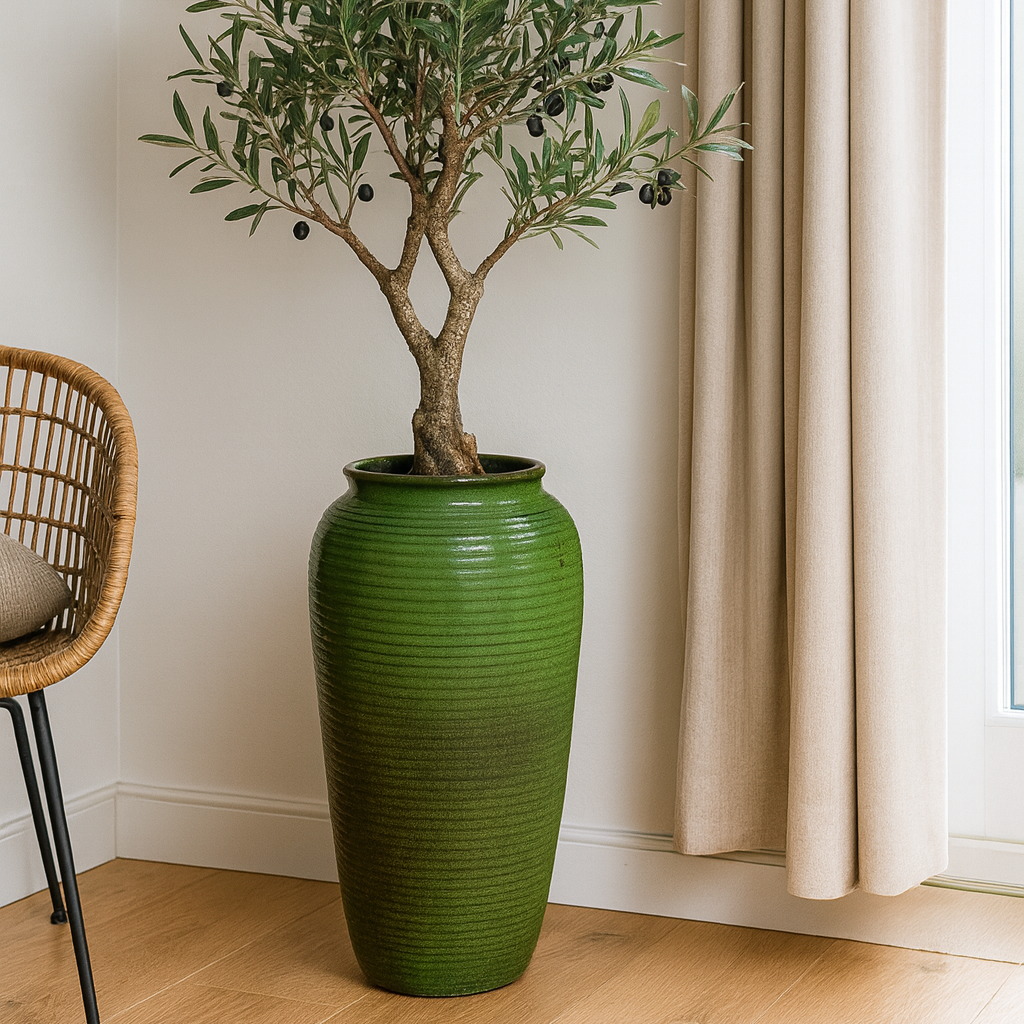 Mrazuvzorný Keramicky kvetináč Archimede - Tropická zelená