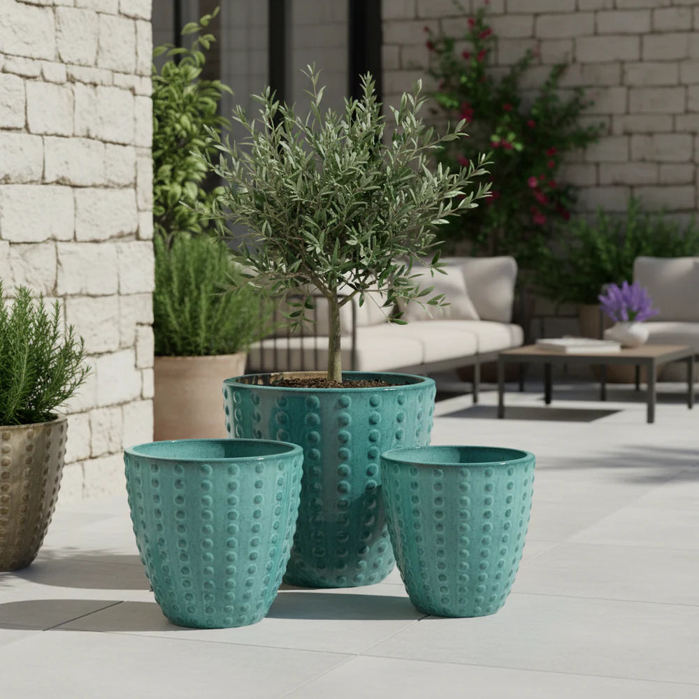 Keramický kvetináč Attila Tyrkysový - ručne vyrábaný glazúrovaný kvetináč z terakoty