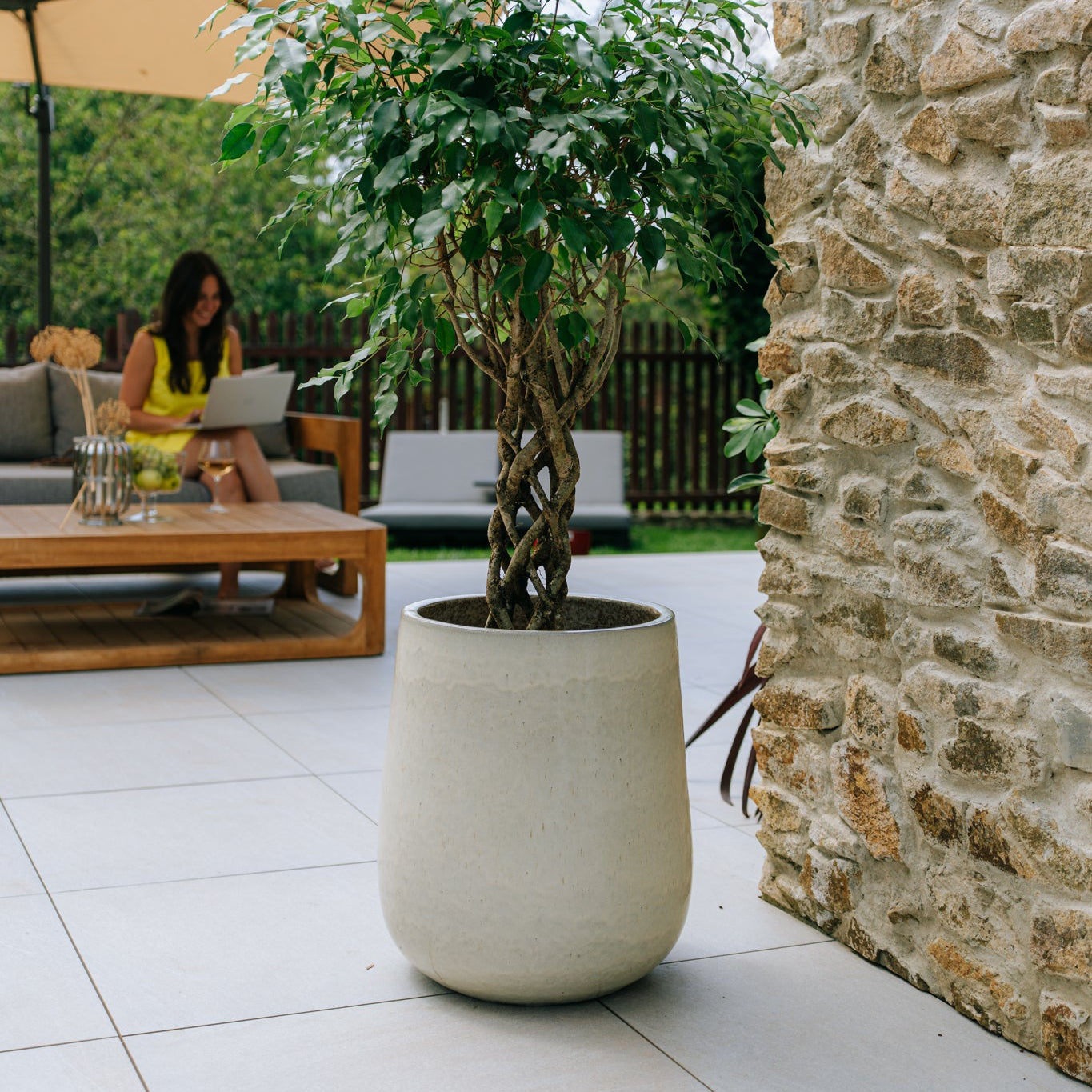 Keramický kvetináč Diane - Krémová