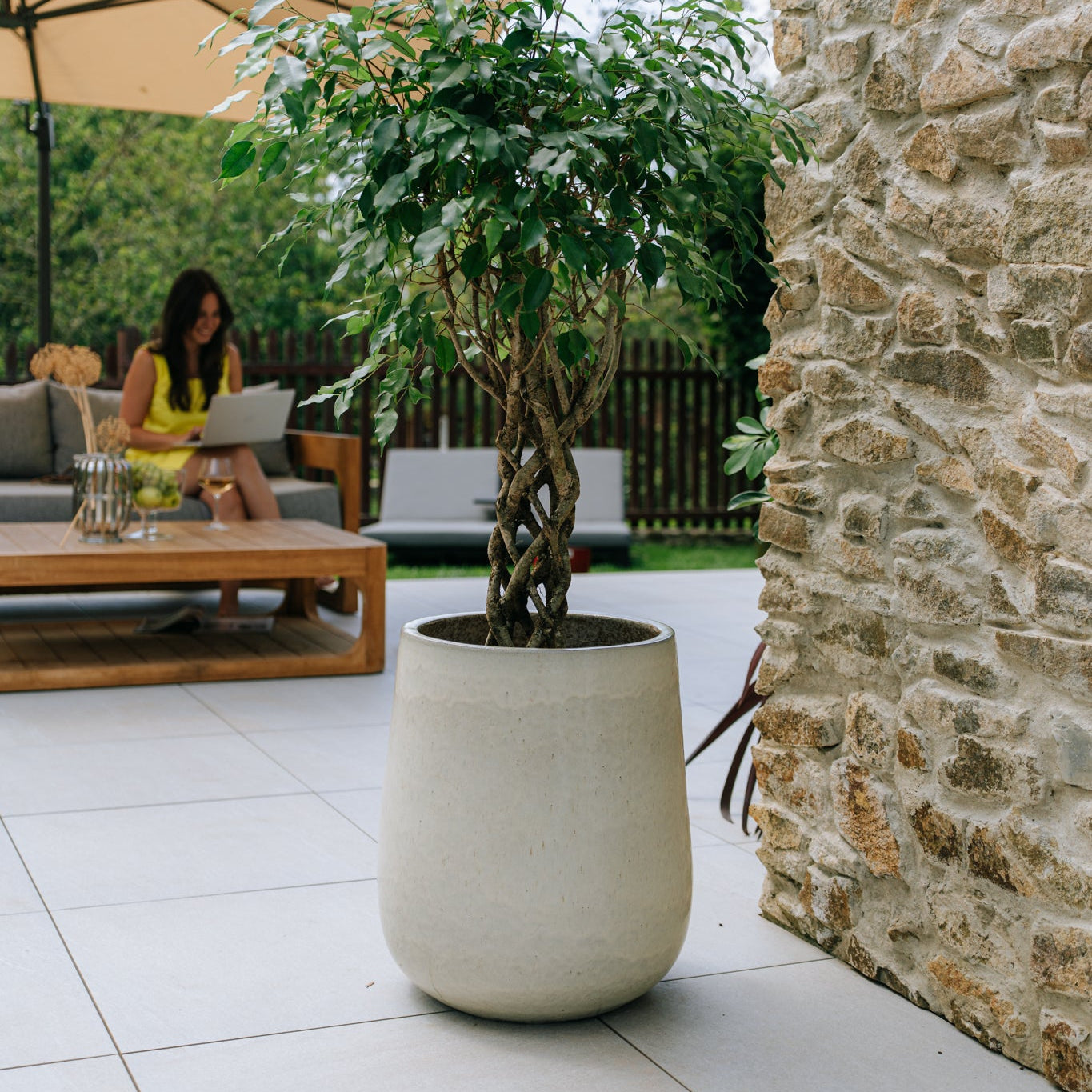 Keramický kvetináč Diane - Krémová