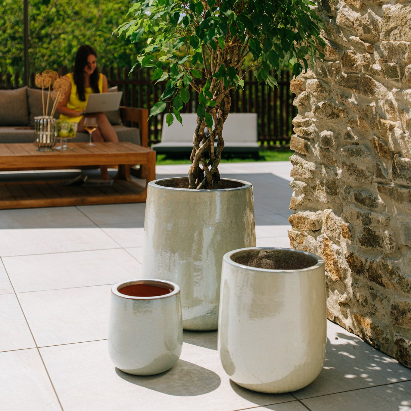 Keramický kvetináč Diane - Perlová