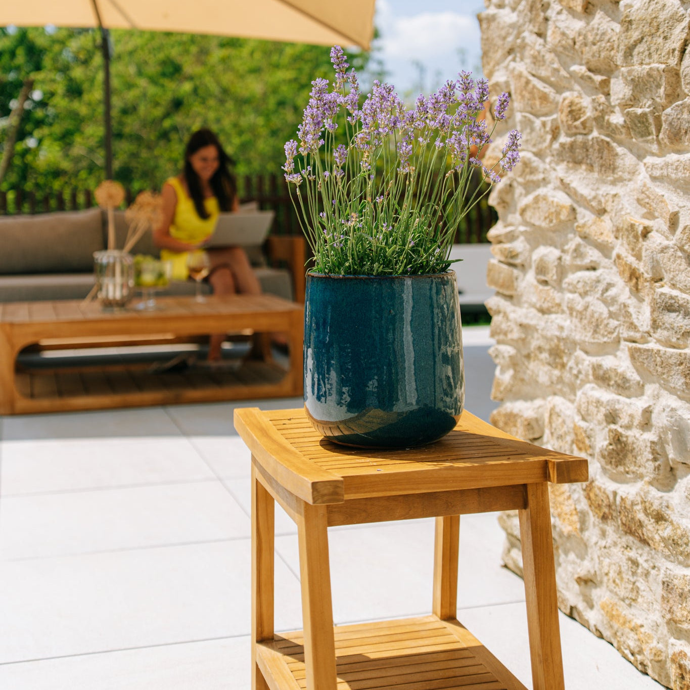 Keramický kvetináč Diane - Azúrovo modrá