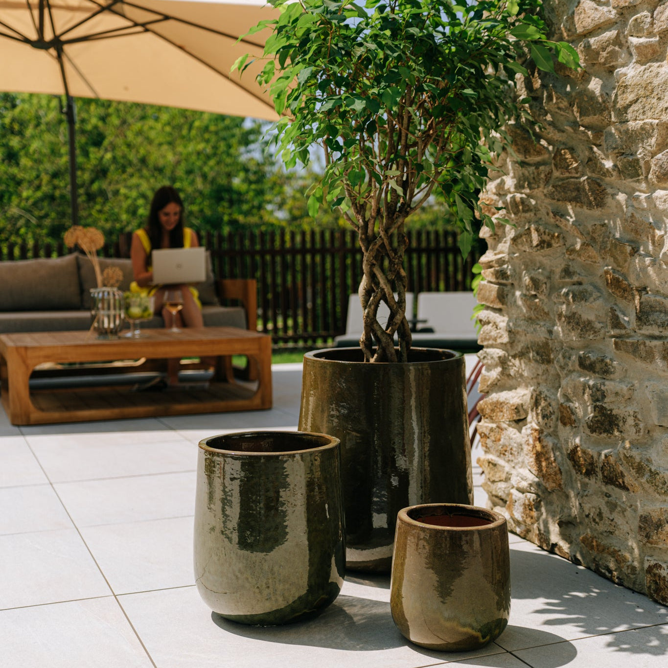 Keramický kvetináč Diane - Tropicky zelená