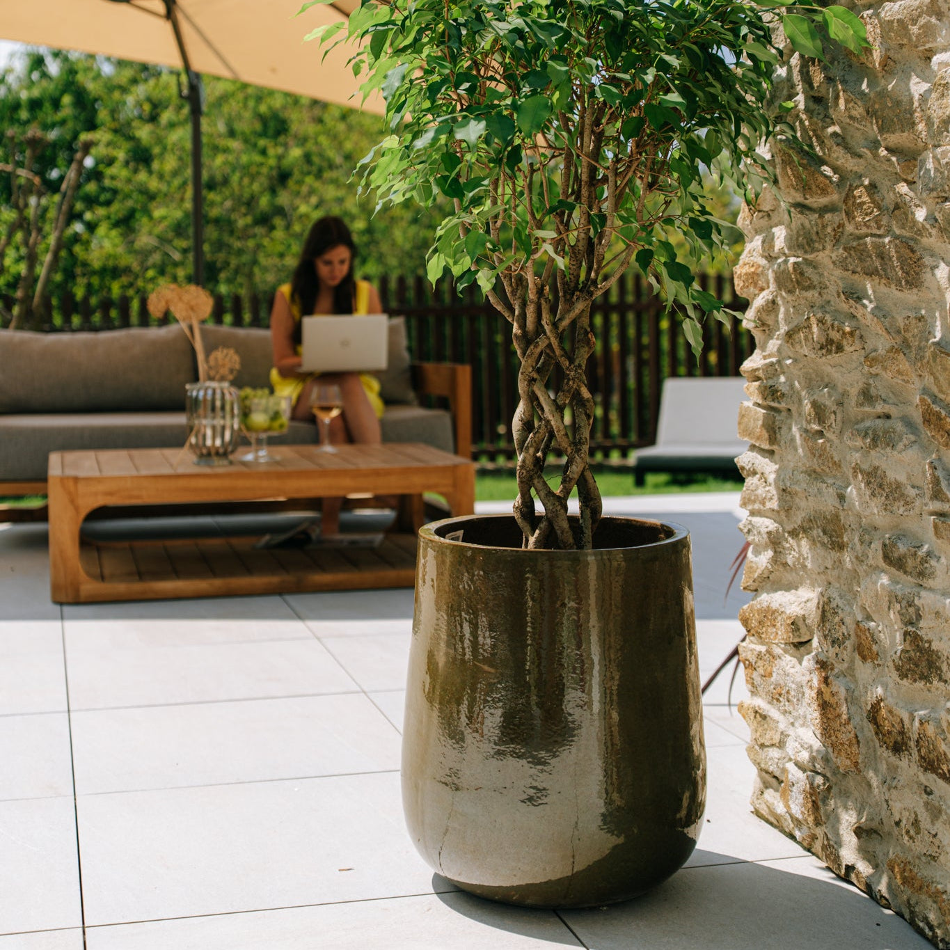 Keramický kvetináč Diane - Tropicky zelená