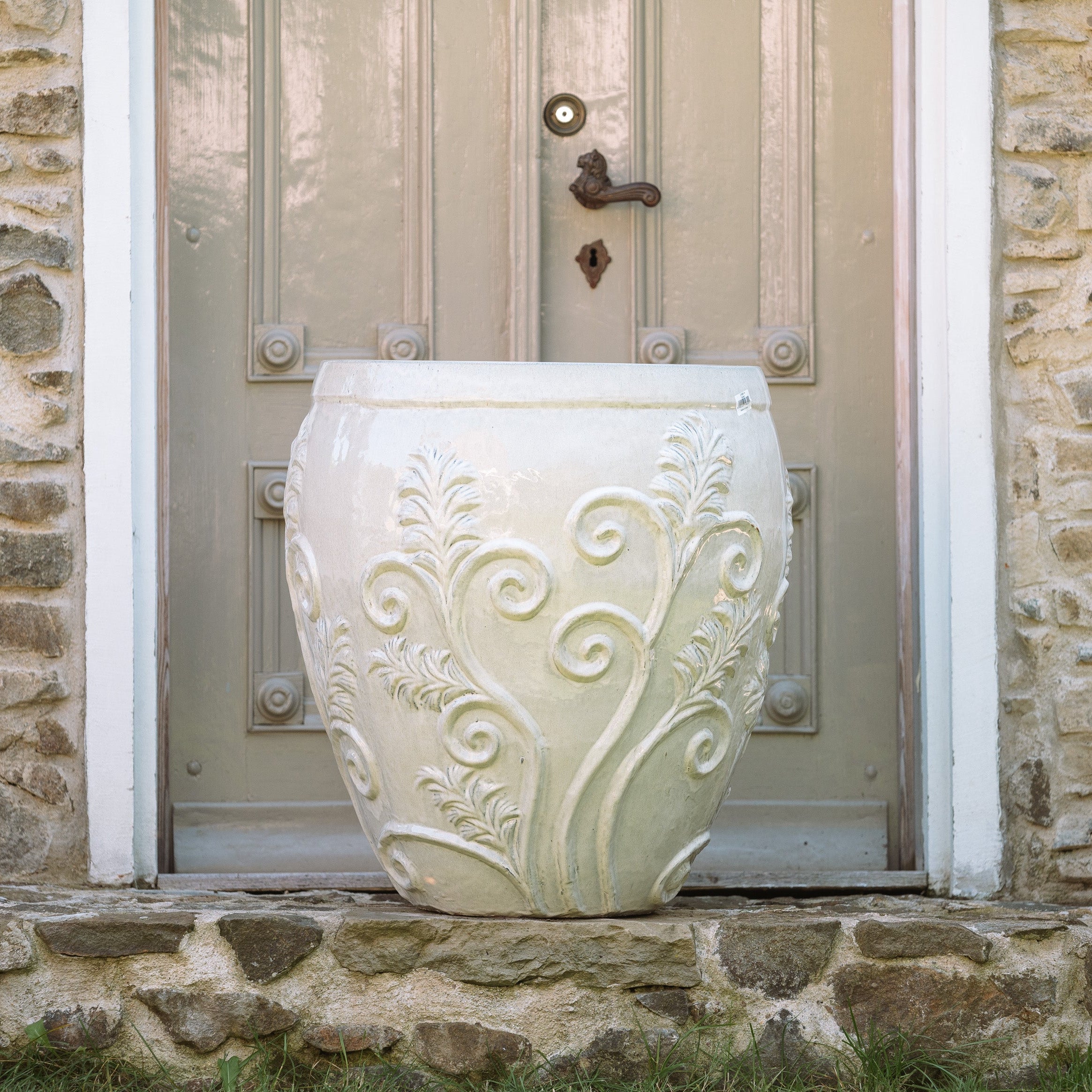 Keramický kvetináč Gaia - Krémová