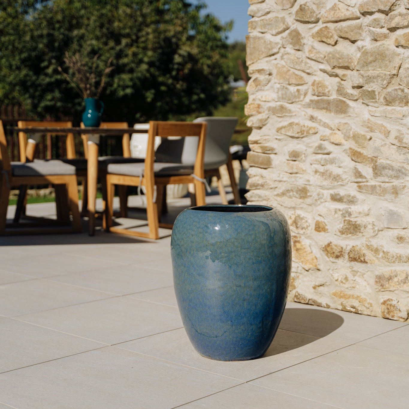 Kvetináč GALILEE morsky modrá – ručne vyrábaná keramika, XXL až 68 cm